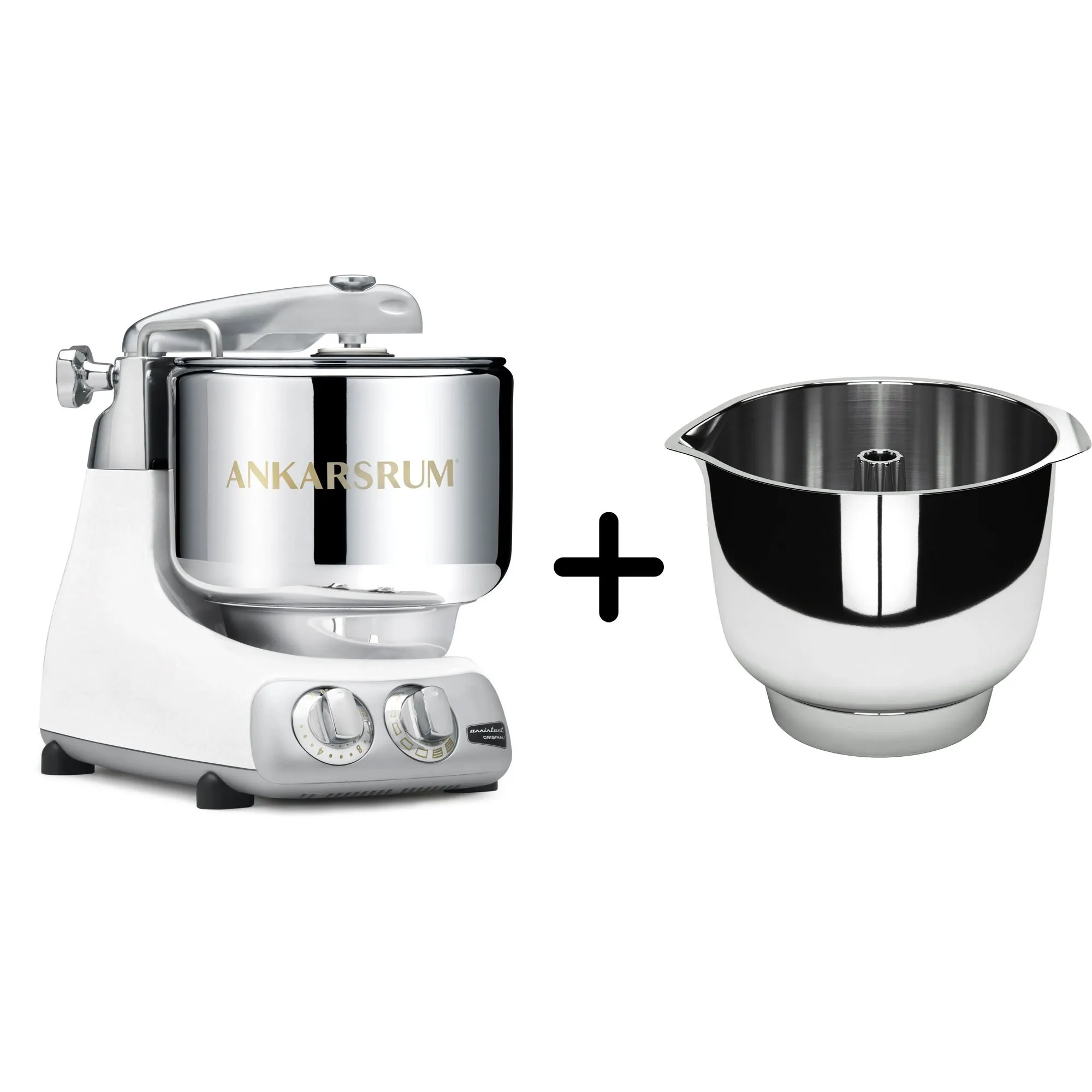 AKM 6230 køkkenmaskine + Assistent Original piskeskål, glossy white, Røremaskiner hos HomeNordic