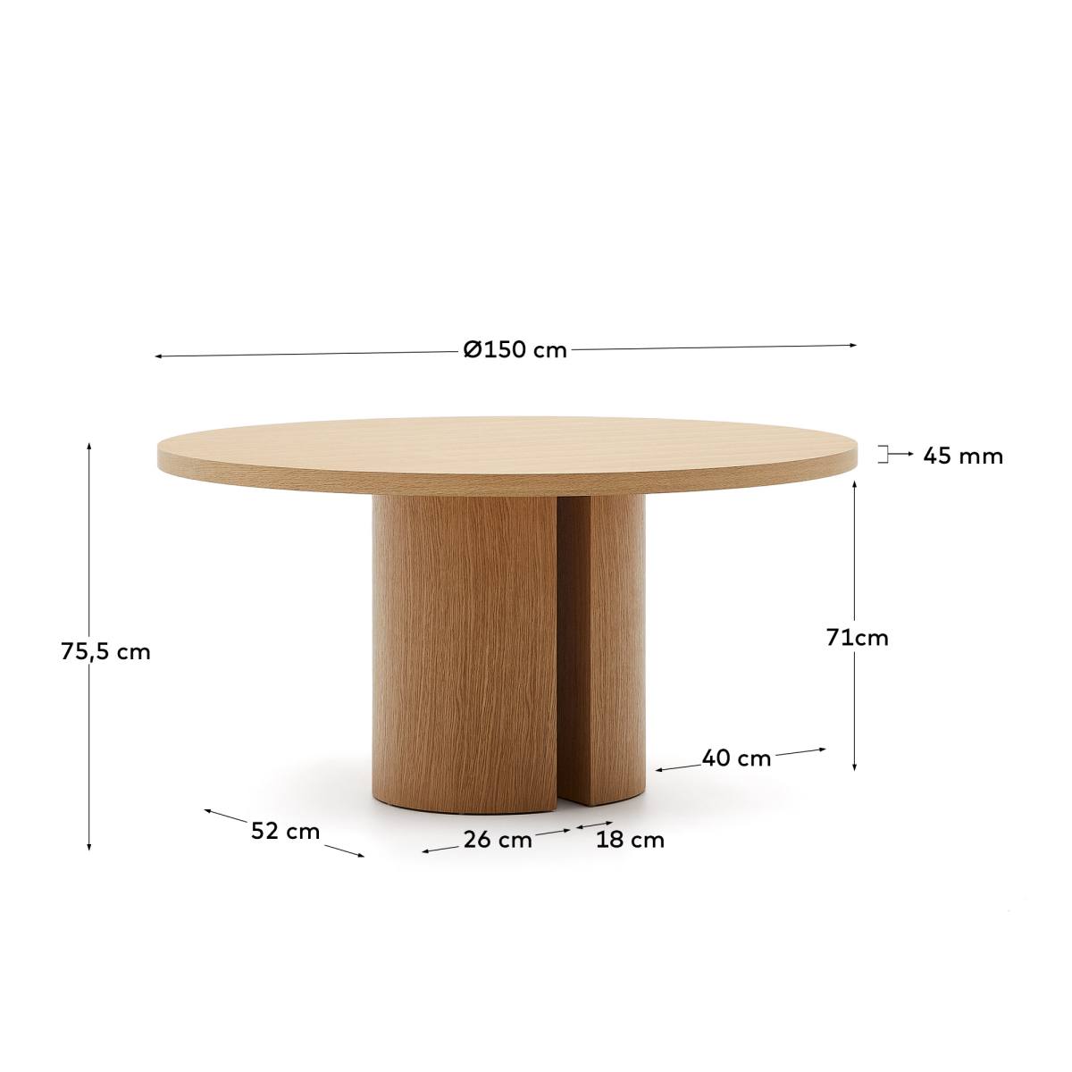 KAVE HOME Nealy spisebord, rund, produktbillede 2 af 6, Spiseborde hos HomeNordic