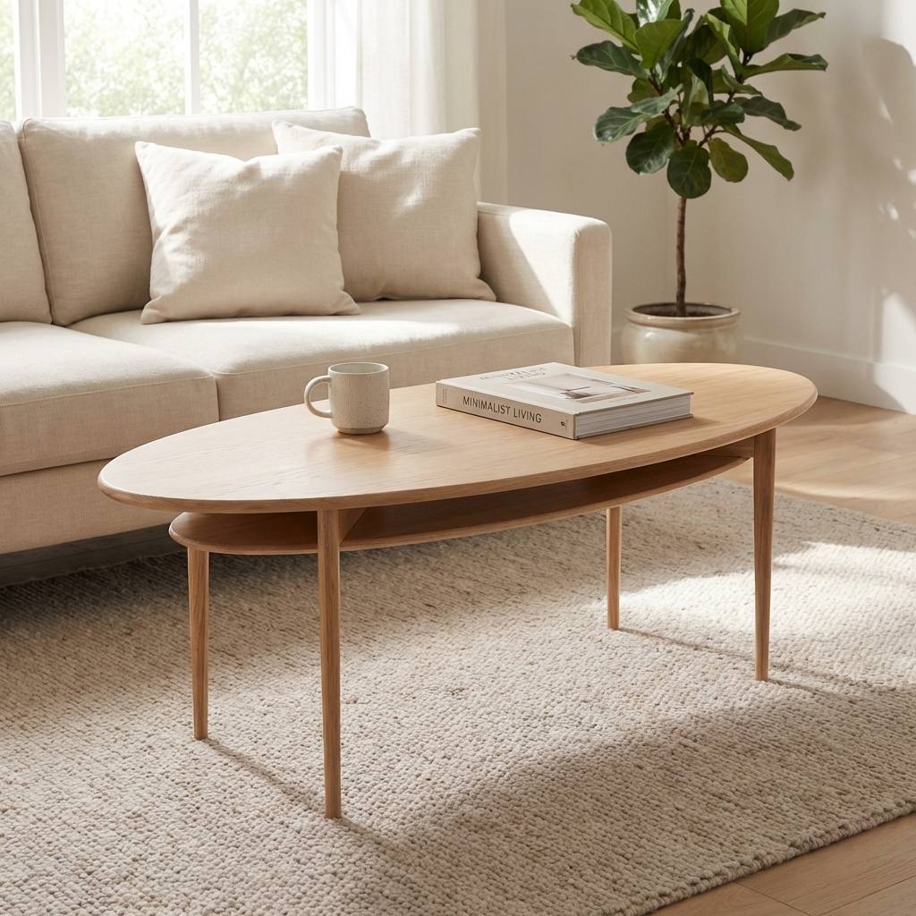 Veleta, Elipseformet sofabord i massiv eg og fem forskellige finish, Nordisk design hos HomeNordic