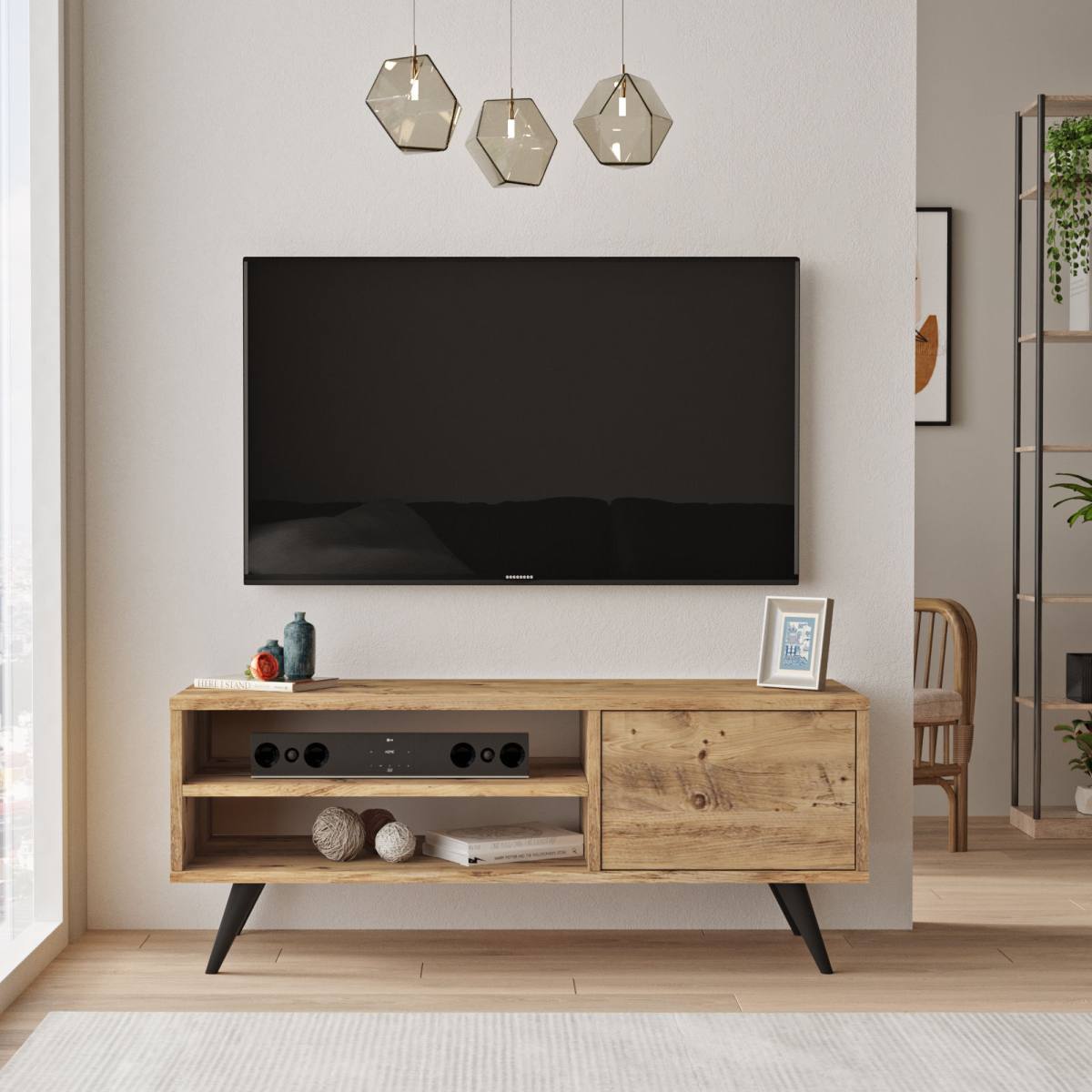 NORDVÄRK CD1 TV-bord, m. 1 låge og 1 hylde, produktbillede 5 af 7, TV-borde hos HomeNordic