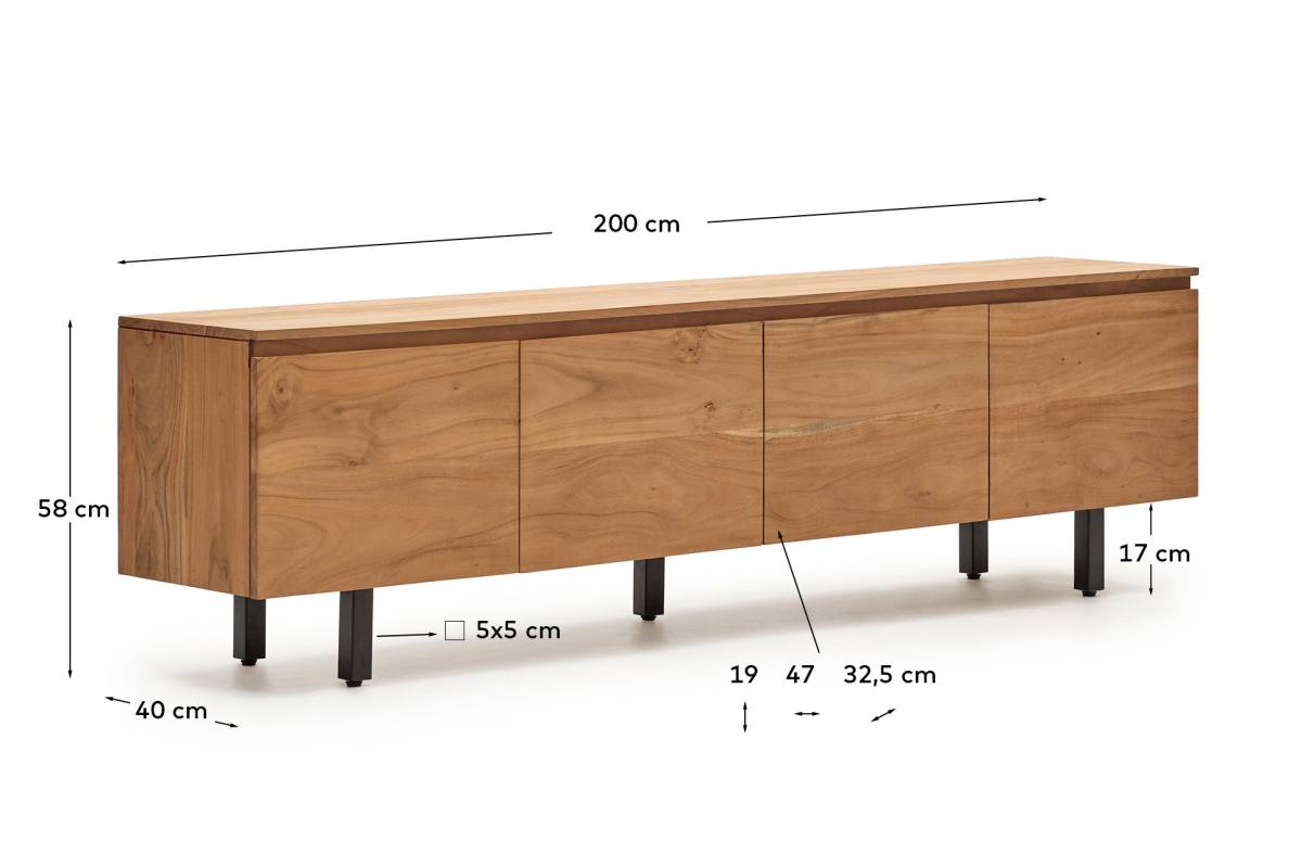 KAVE HOME Uxue TV-bord, m. 4 låger og 4 hylder, produktbillede 2 af 7, TV-borde hos HomeNordic
