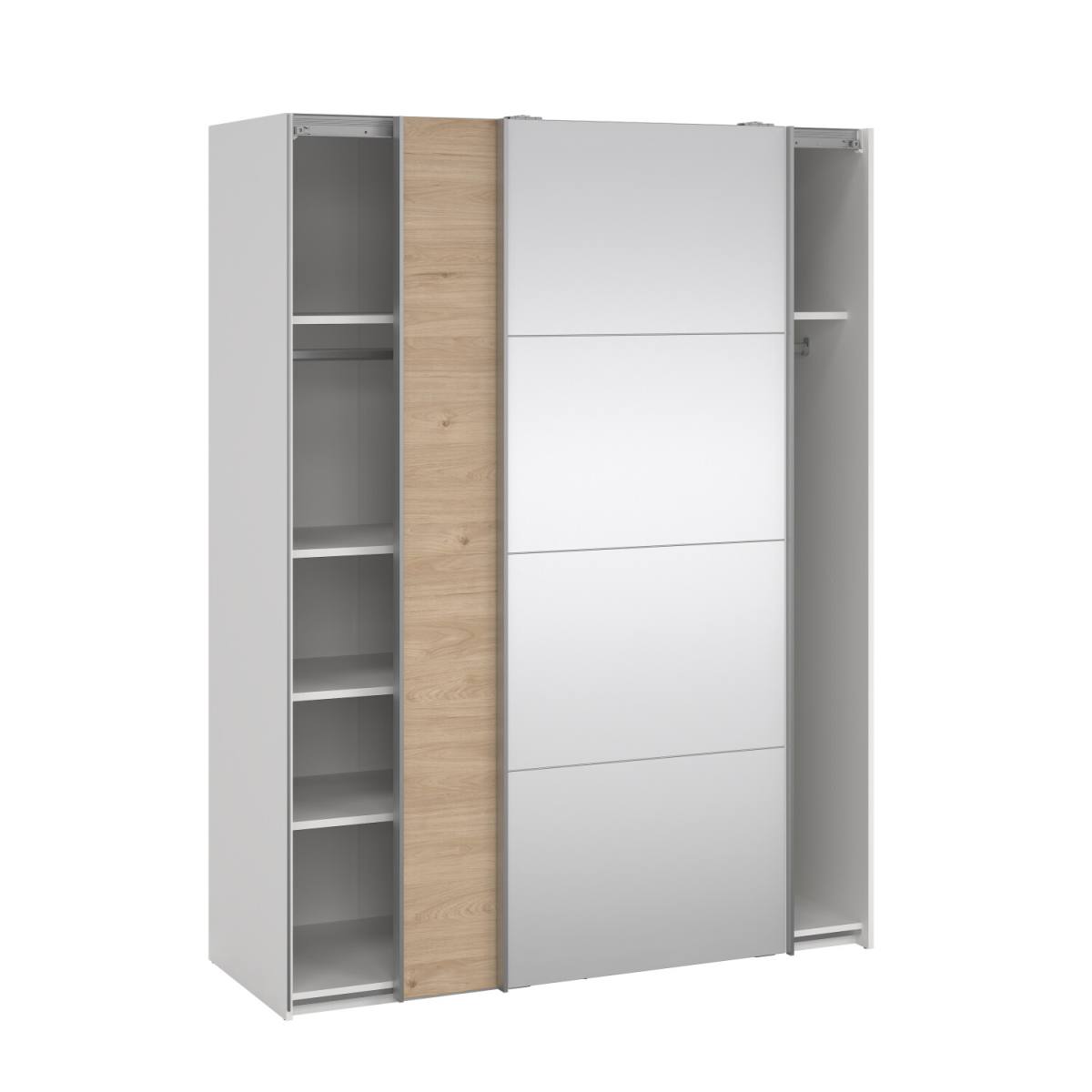 Trend 200 cm højt graderobeskab,med 2 skydedøre, ege look med spejl 150, Spejle hos HomeNordic