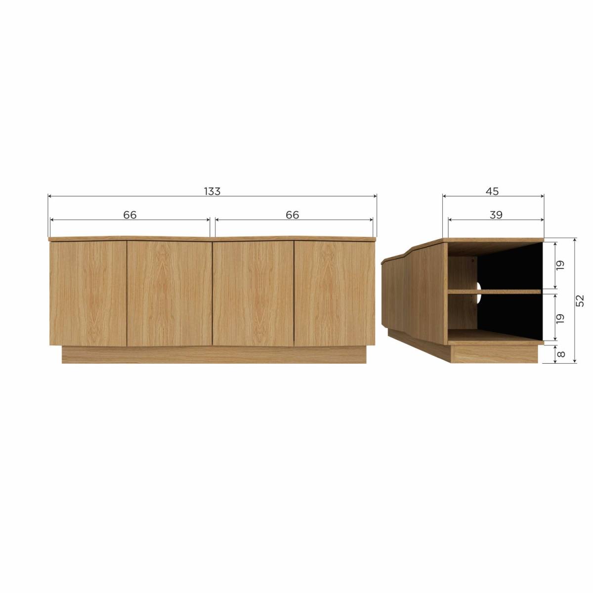 WOOOD Zuma TV-bord, m. 4 låger og 2 hylder, TV-borde hos HomeNordic