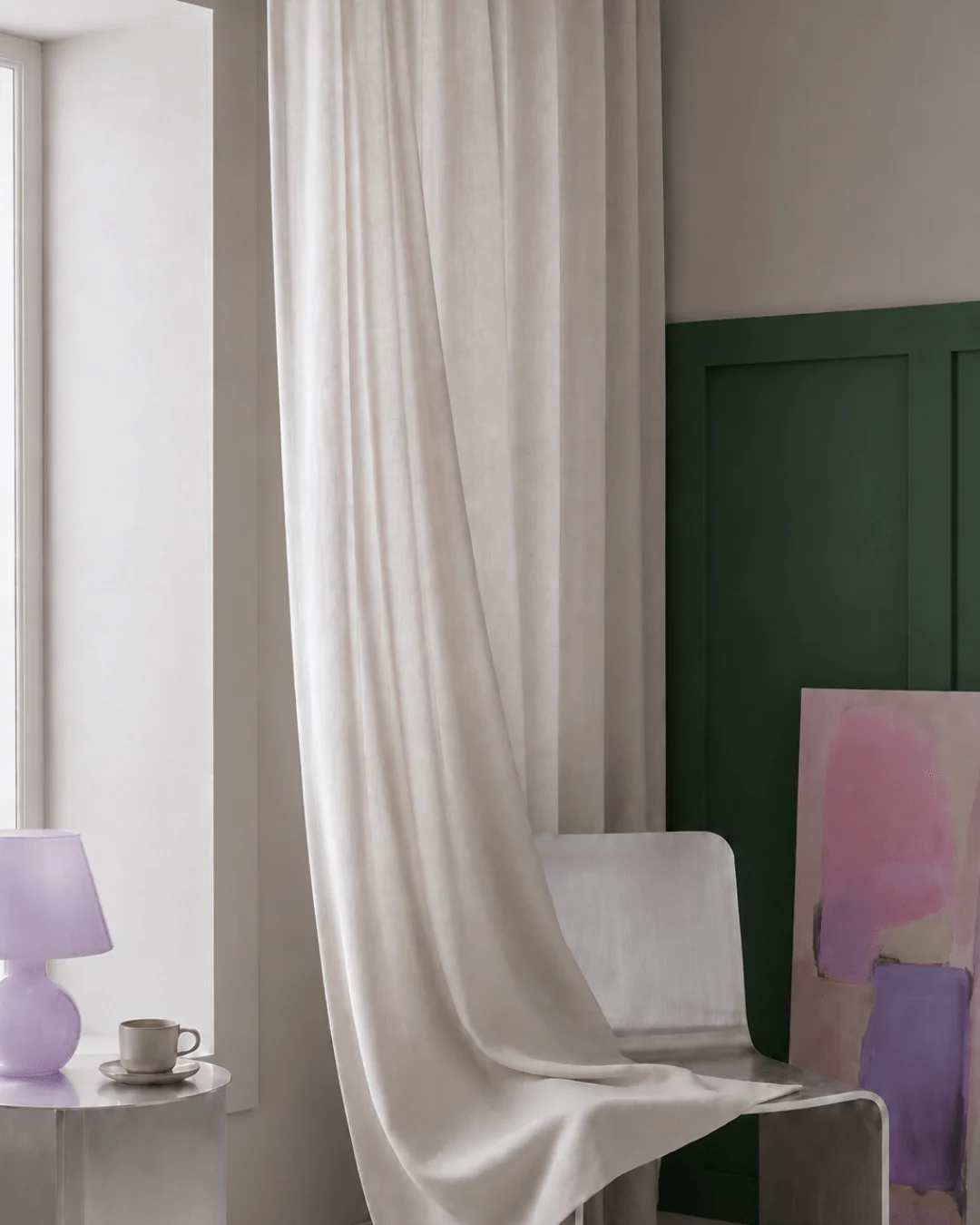 ARUBA – Lysdæmpende wavegardin, Kold Beige, Gardiner hos HomeNordic