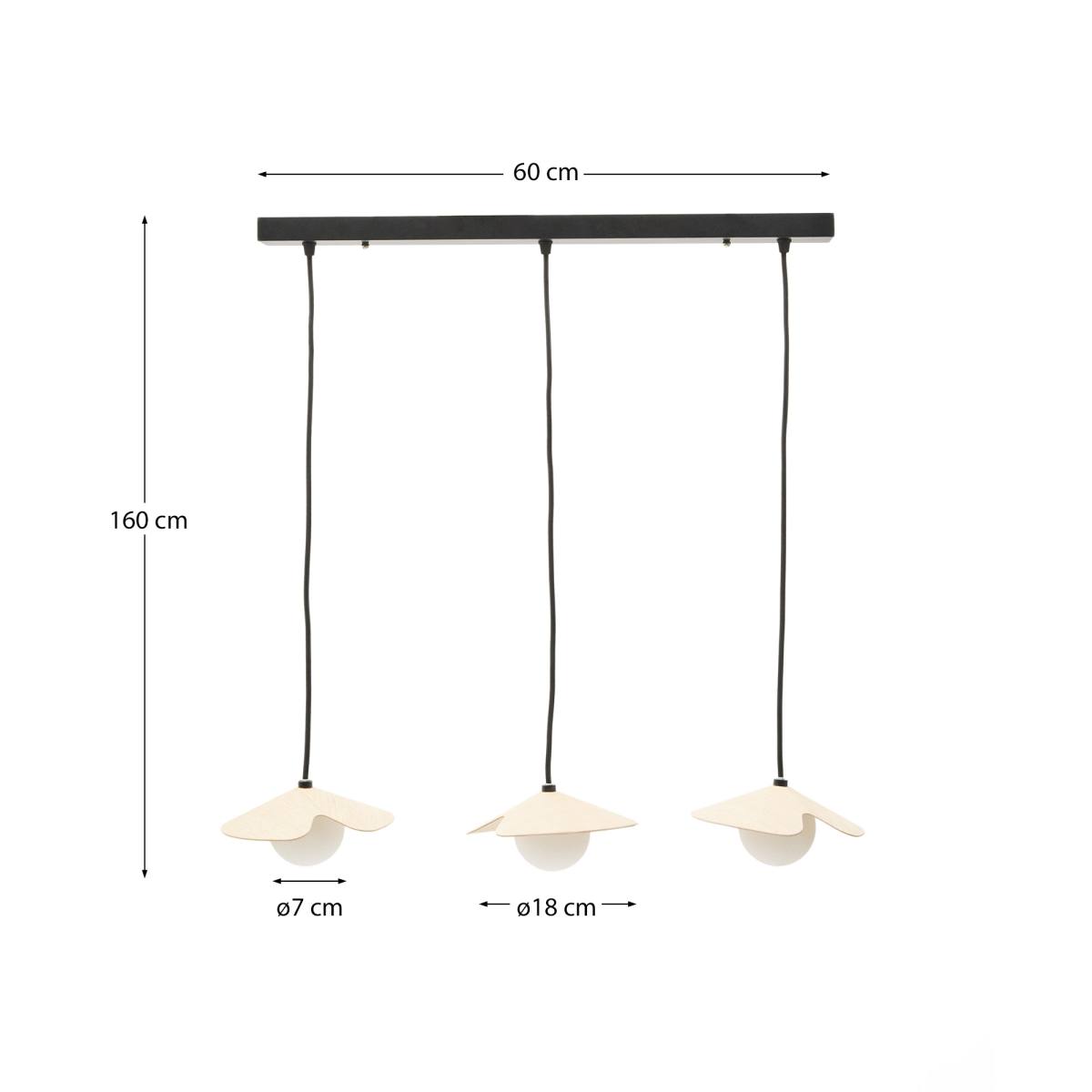 KAVE HOME Wilara loftlampe, m. 3 hvide røgglaskugler, produktbillede 2 af 4, Loftlamper hos HomeNordic