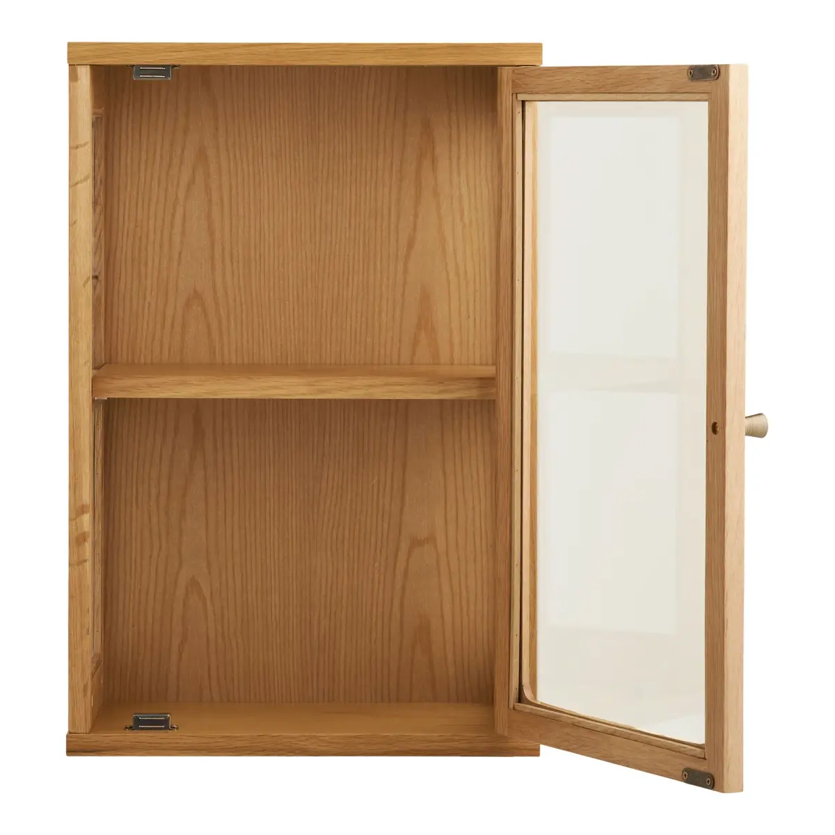 Zamora Væghængt Vitrine - Væghængt Vitrine, Eg/Egefiner/Hærdet Glas, Natur 20X40X60 Cm – billede 3
