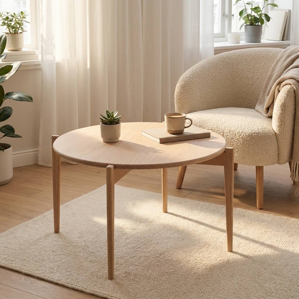 Swish, Rundt sofabord i massiv eg og fem forskellige finish. Ø 88 cm x, Nordisk design hos HomeNordic
