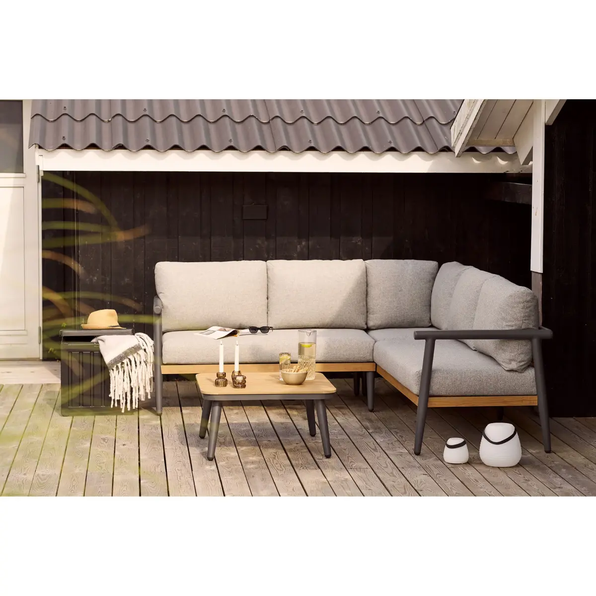 Comillas Hjørne Loungesæt - Hjørne Loungesæt, Aluminium, Antracitgrå, Inkl. Hynder – billede 3