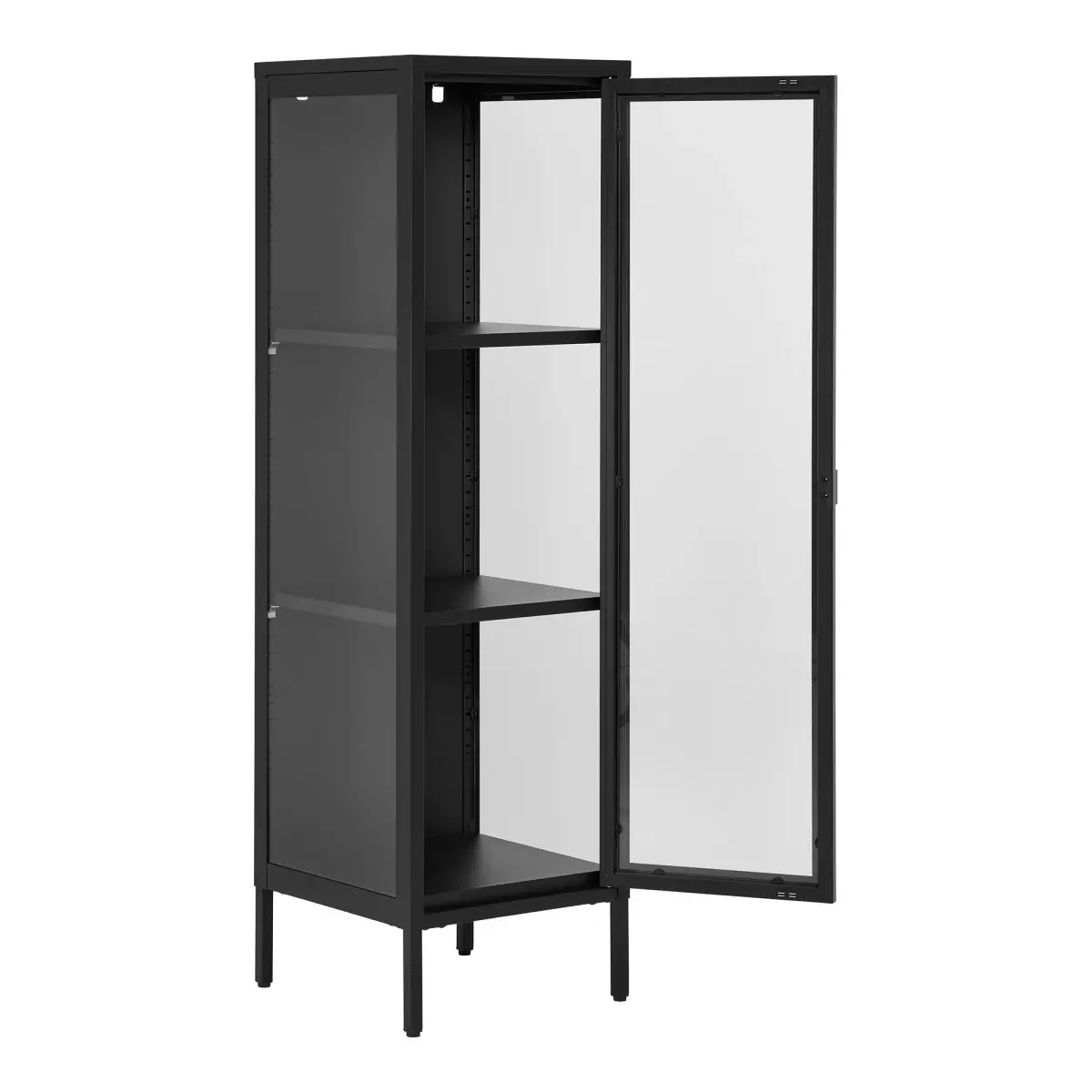 Brisbane Smalt Vitrineskab - Smalt Vitrineskab, 1 Glaslåge, Stål, Sort 40X35X140 Cm – billede 4
