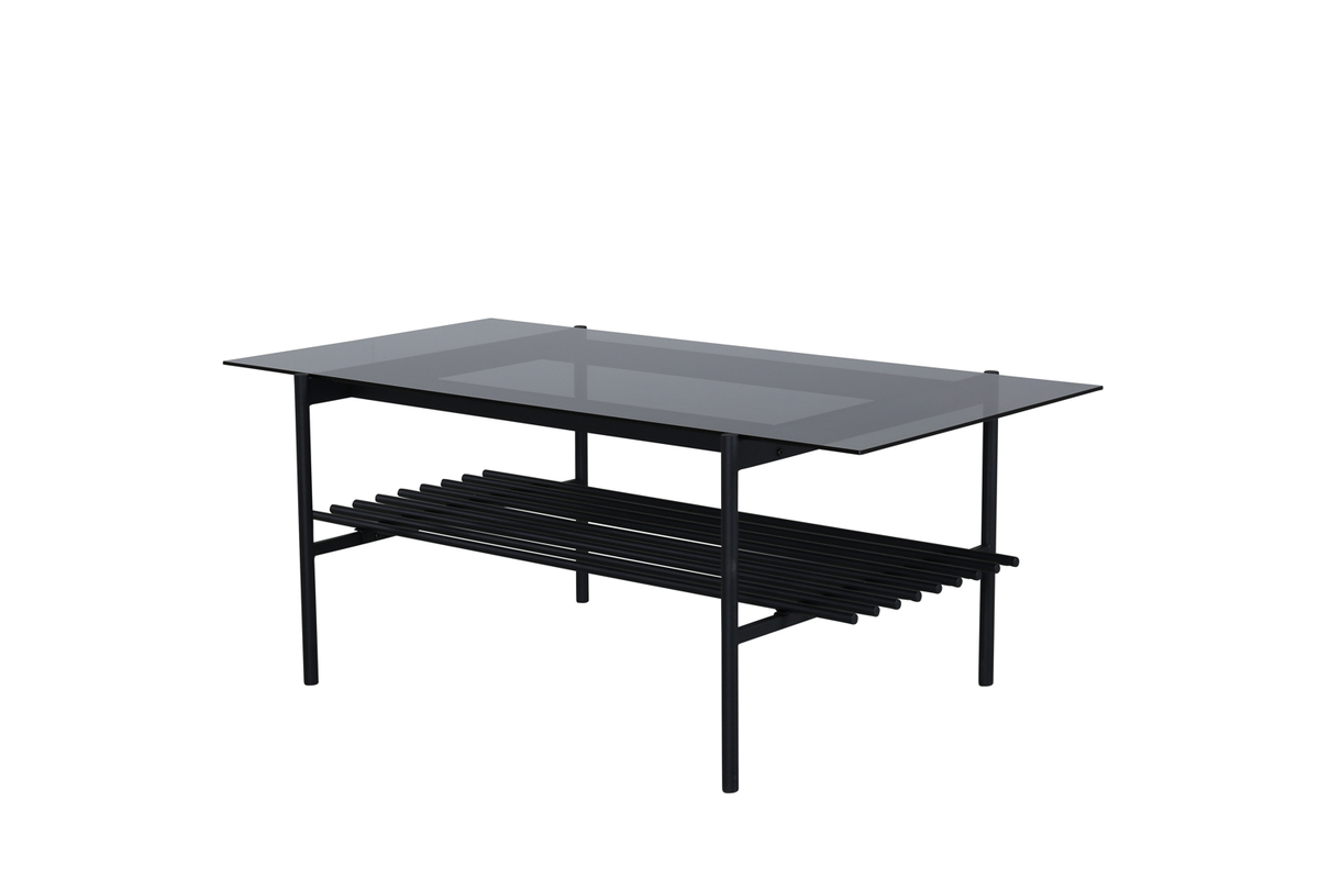 Bodia - Sofabord i røgfarvet glas og sort metal, 60 x 120 cm., produktbillede 2 af 9, Moderne designs hos HomeNordic