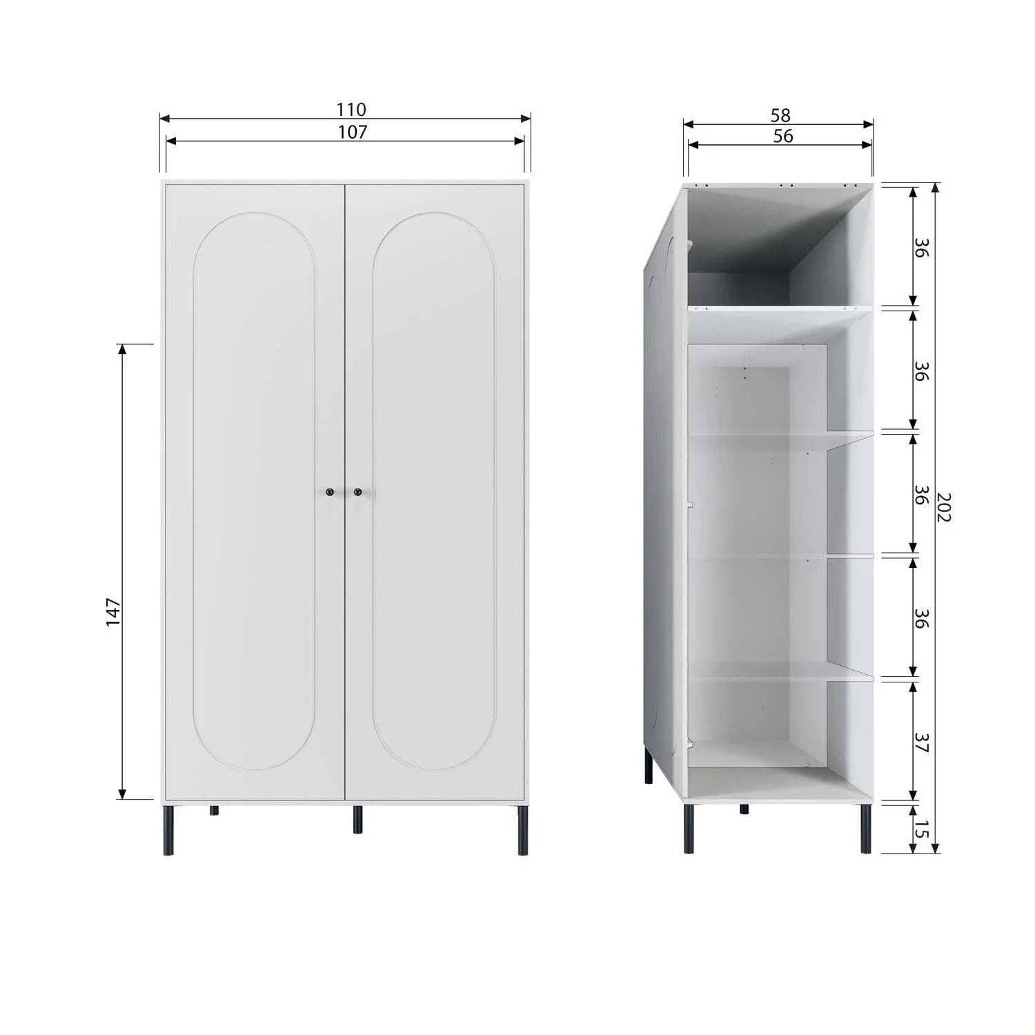 WOOOD Xina Garderobeskab Fyrretræ Cloud Grey FSC, produktbillede 7 af 7, Garderobeskabe hos HomeNordic