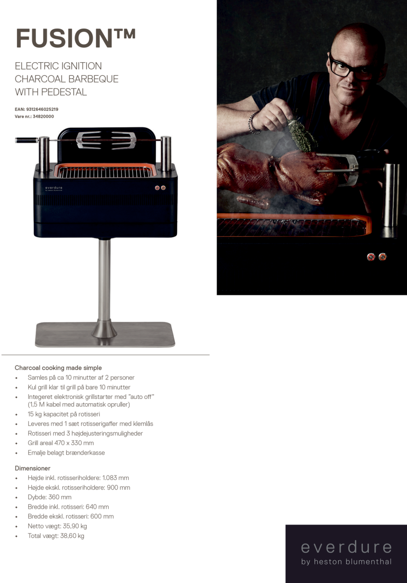 EVERDURE FUSION KULGRILL/INKL FOD SORT hos HomeNordic