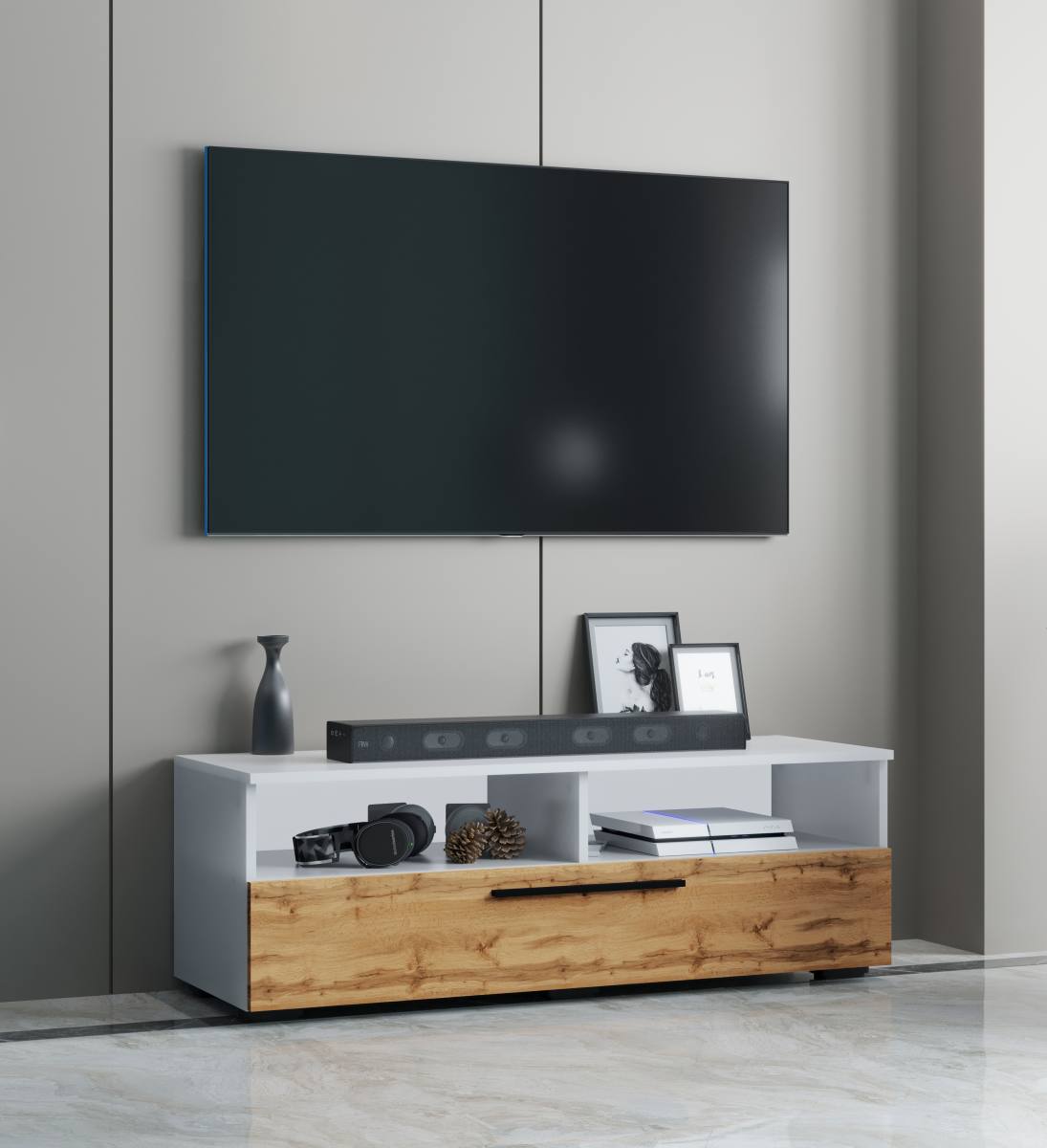 VCM NORDIC Arila XL TV-bord, m. 1 låge og 4 rum, produktbillede 4 af 5, TV-borde hos HomeNordic