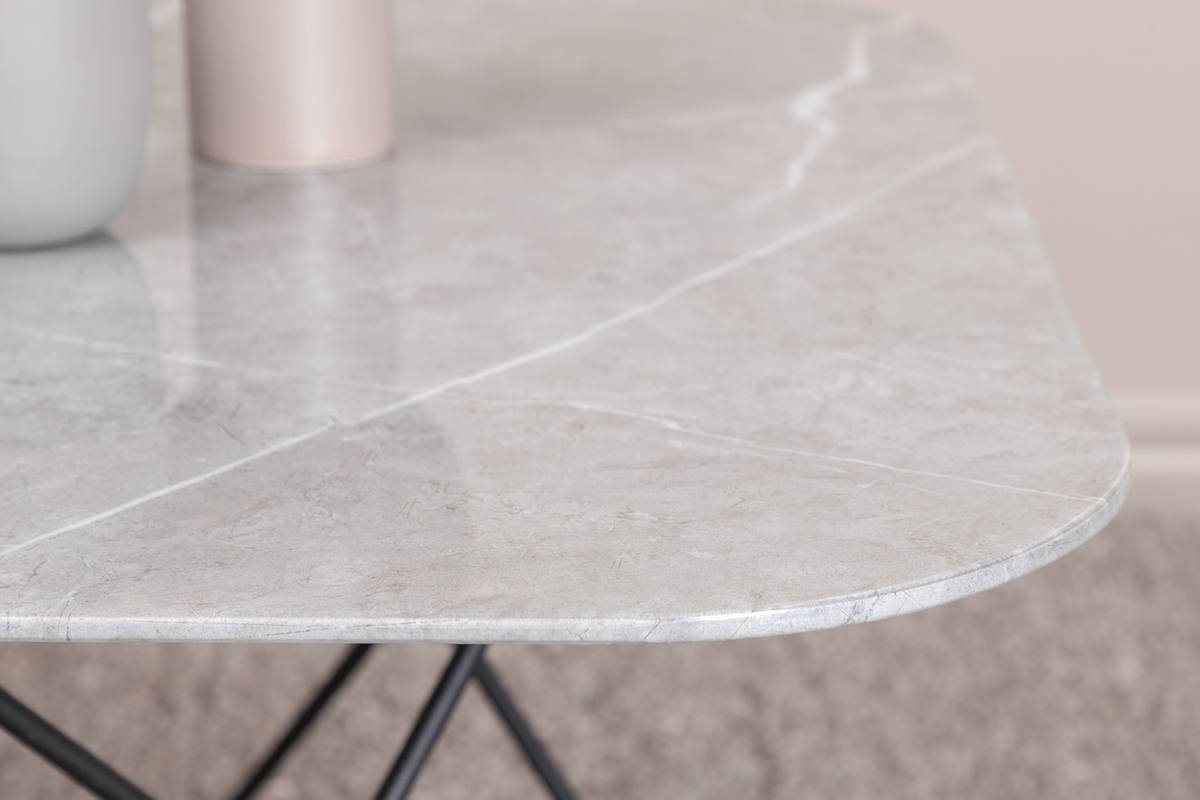 Tubas- Sofabord i grå marmor glas og sort metal, 80 x 80 cm, produktbillede 4 af 9, Moderne designs hos HomeNordic