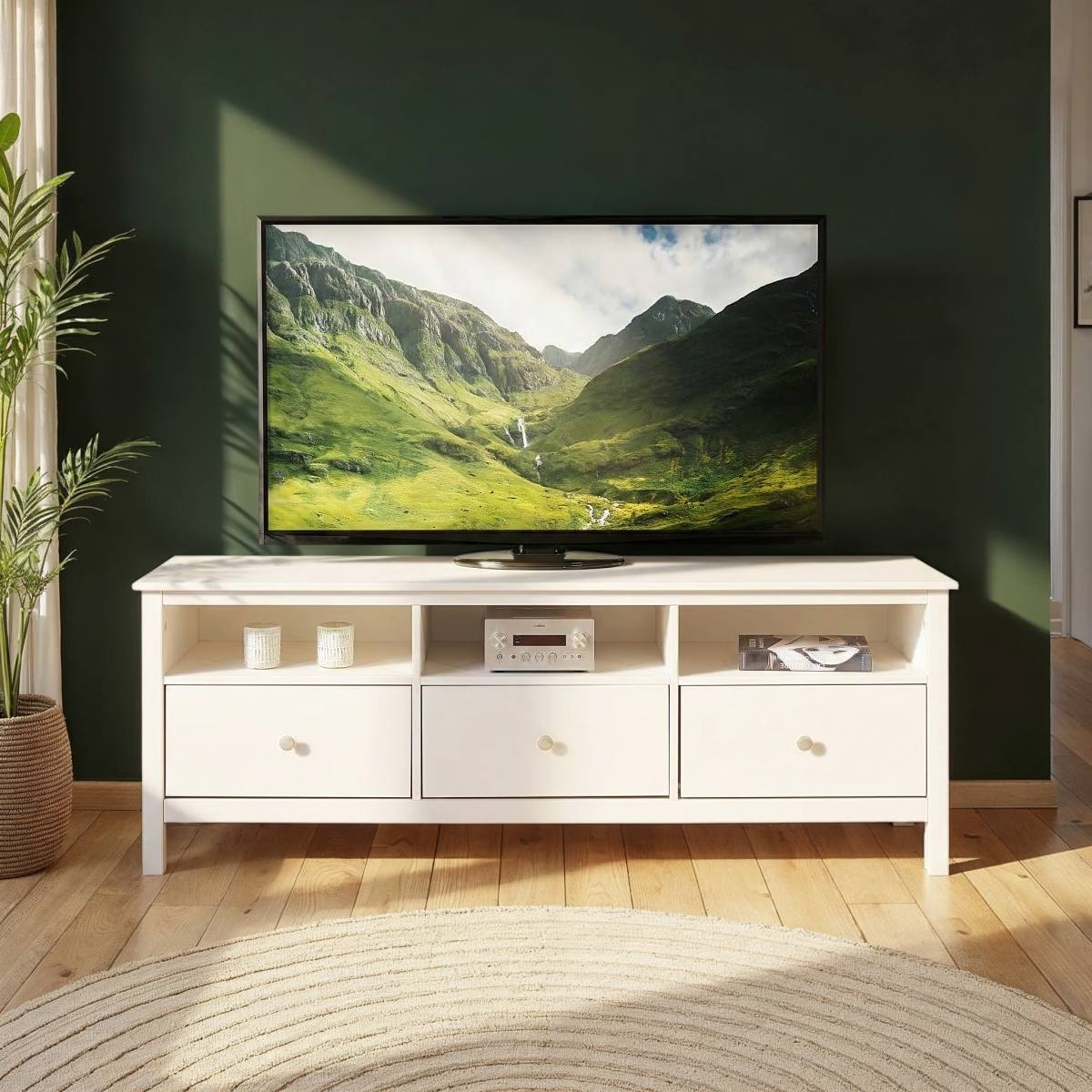 NORDIC LIVING COLLECTION Chilly Home TV-bord, m. 3 åbne rum og 3 skuffer, produktbillede 7 af 8, TV-borde hos HomeNordic