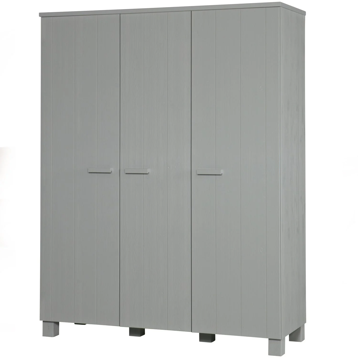 WOOOD - Dennis 3-Dørs Garderobeskab Fyrretræ Betongrå FSC 202x158x55 cm, produktbillede 4 af 6, Garderobeskabe hos HomeNordic