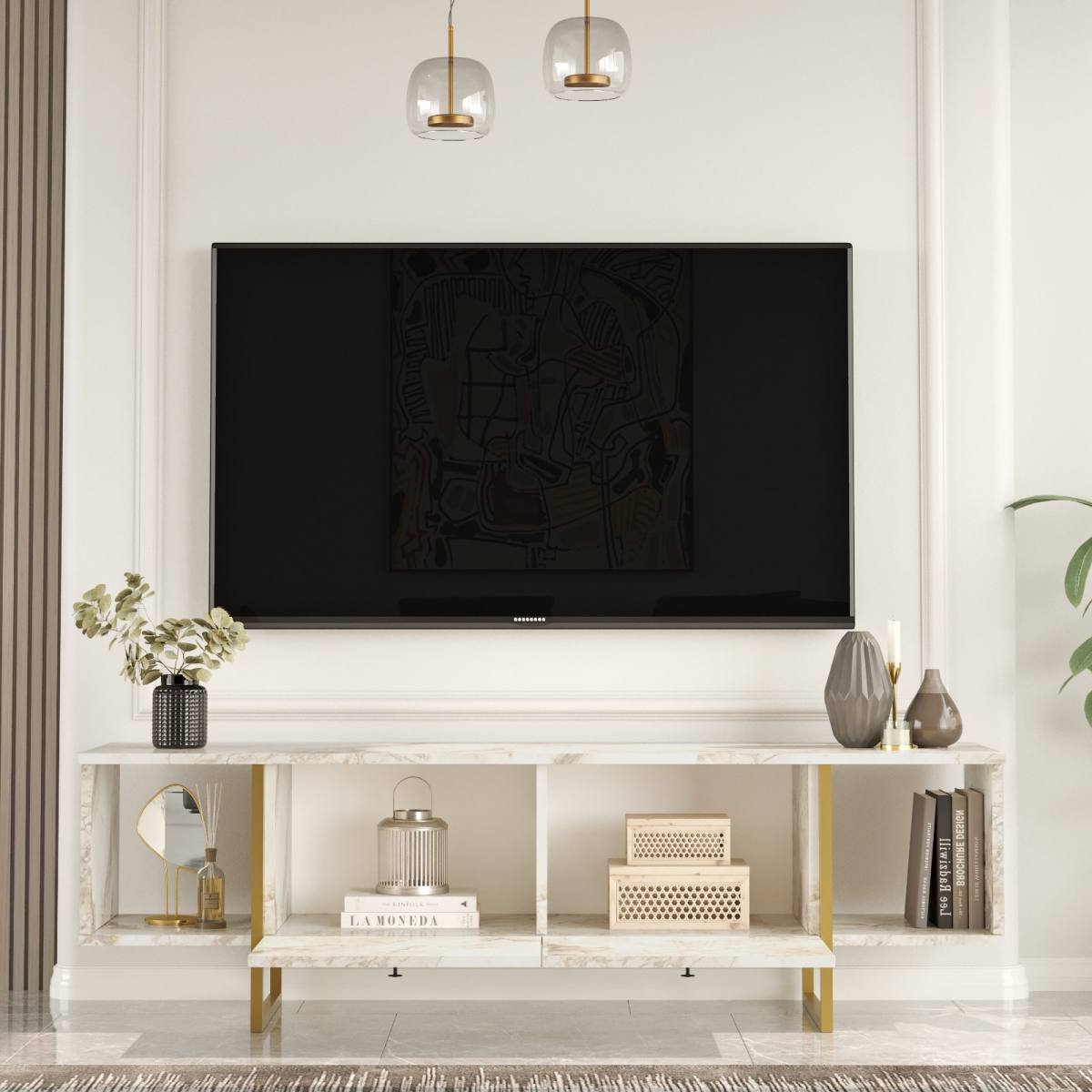 NORDVÄRK Vg30 TV-bord, m. 2 låger og 2 åbne rum, produktbillede 6 af 7, TV-borde hos HomeNordic