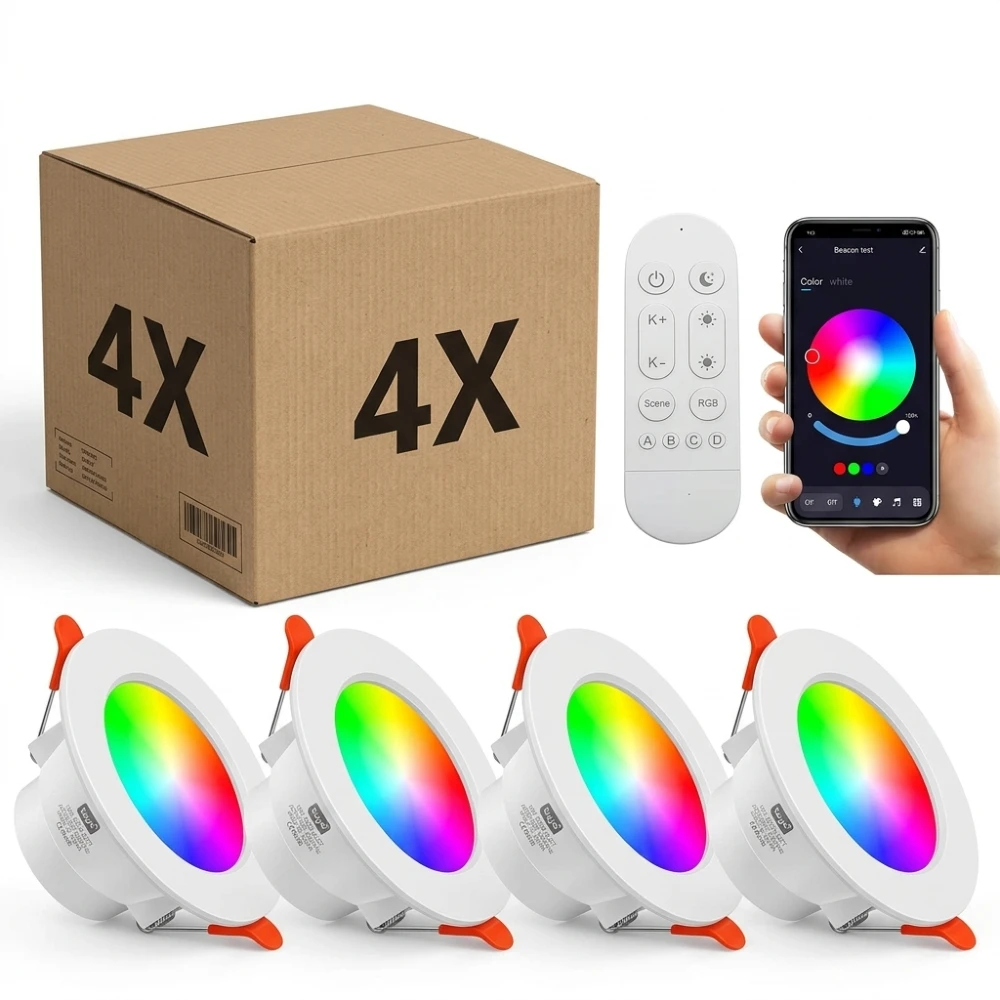 4 stk. RGB+CCT Smart Home downlight, Spots hos HomeNordic