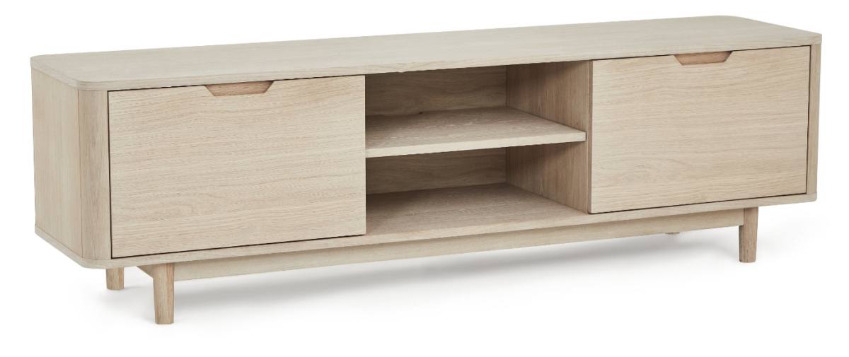 Tåsinge TV-bord i hvidolieret ege finér 180 x 45 cm, låger med soft, TV-borde hos HomeNordic