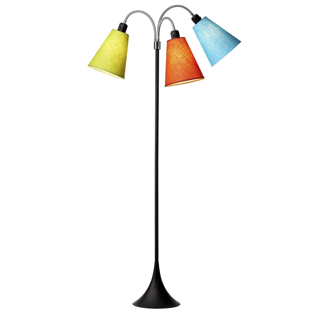Trafik Gulvlampe E27 i Sort Med Orange/Turkis/Lime, Gulvlamper hos HomeNordic