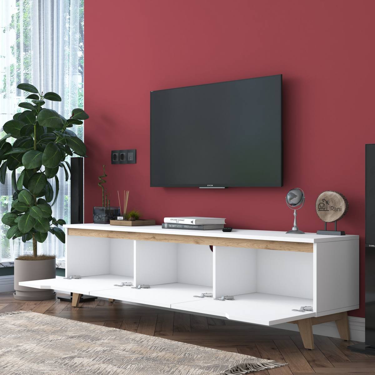 NORDVÄRK D1 TV-bord, m. 3 låger, produktbillede 9 af 10, TV-borde hos HomeNordic