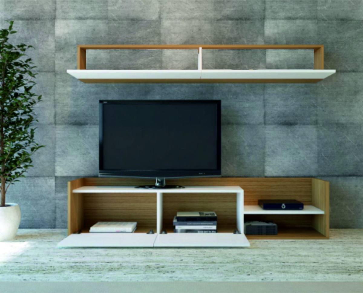 FUNZI LIVING TV-bord og væghylde, m. låger og hylde, produktbillede 4 af 4, TV-borde hos HomeNordic