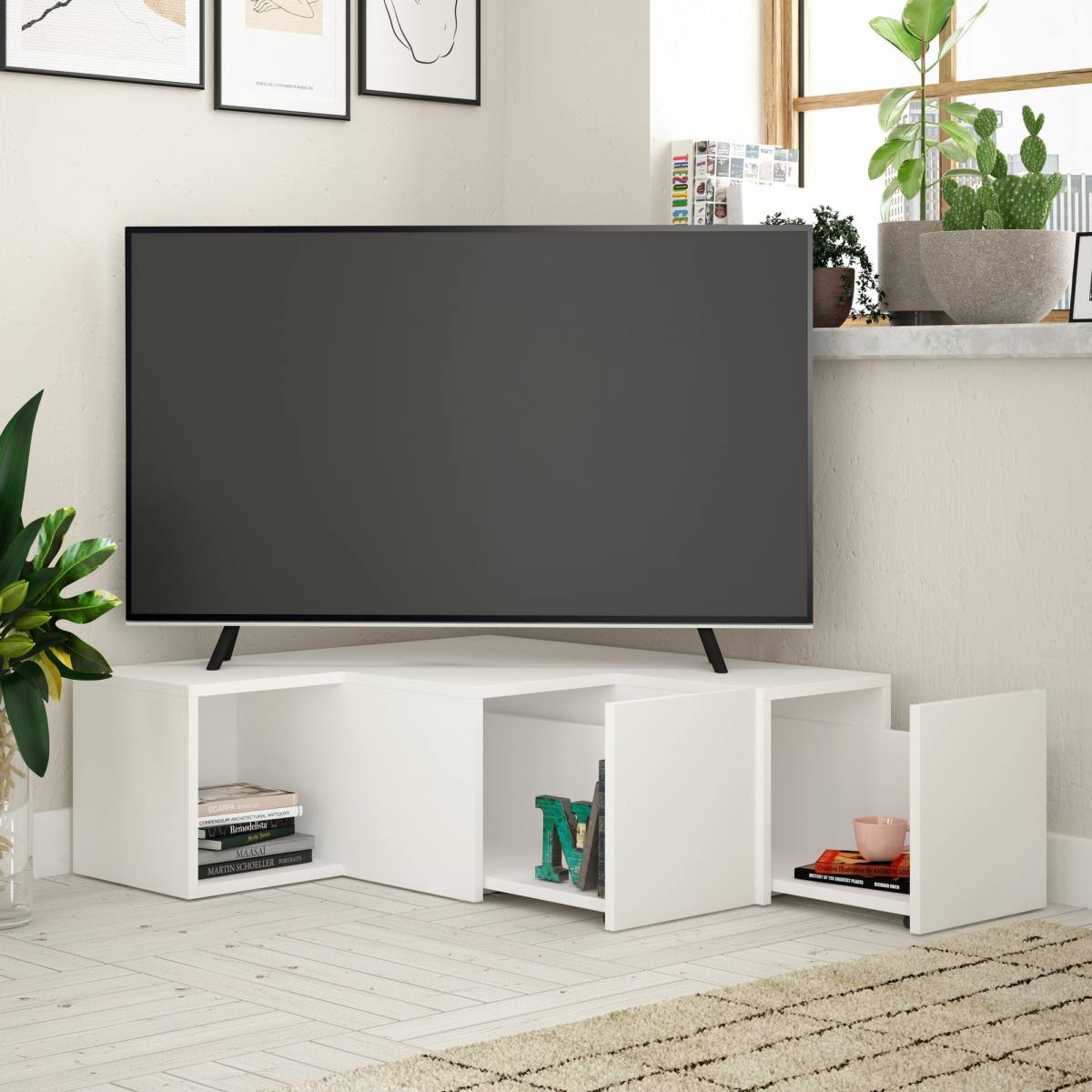 NORDVÄRK Compact TV-bord, m. 1 rum og 2 skuffer, produktbillede 4 af 4, TV-borde hos HomeNordic