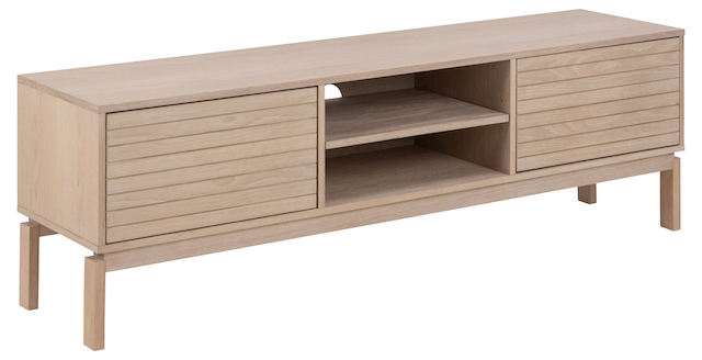 Tisvilde TV bord i hvidpigmenteret olieret egefiner 160 cm med 3 skaber, TV-borde hos HomeNordic