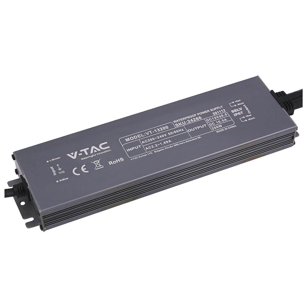 200W / 12V DC strømforsyning til LED strips, Strømforsyninger hos HomeNordic