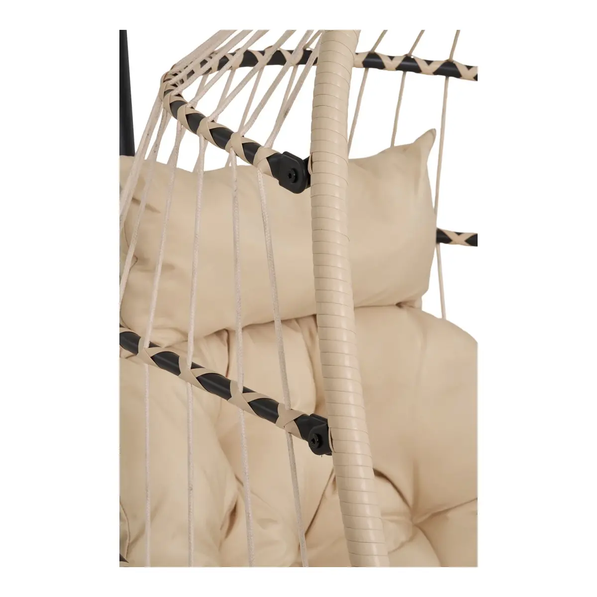 Patras Hængestol - Hængestol, Stål Stativ, Foldbar Sæde, Incl.Hynder, Beige/Grå//Sort 195X117X107 Cm – billede 7