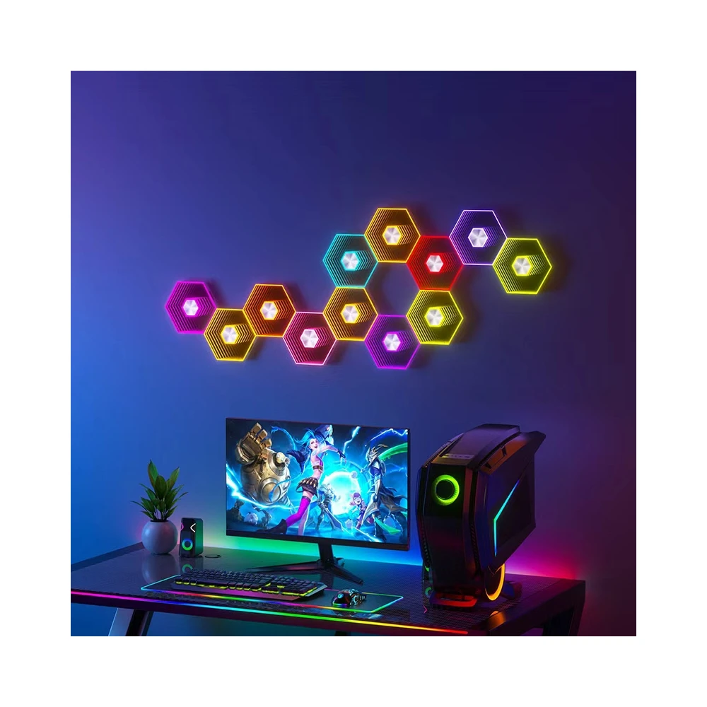 10 stk. Hexagon Infinity Væglys, LED-strips hos HomeNordic