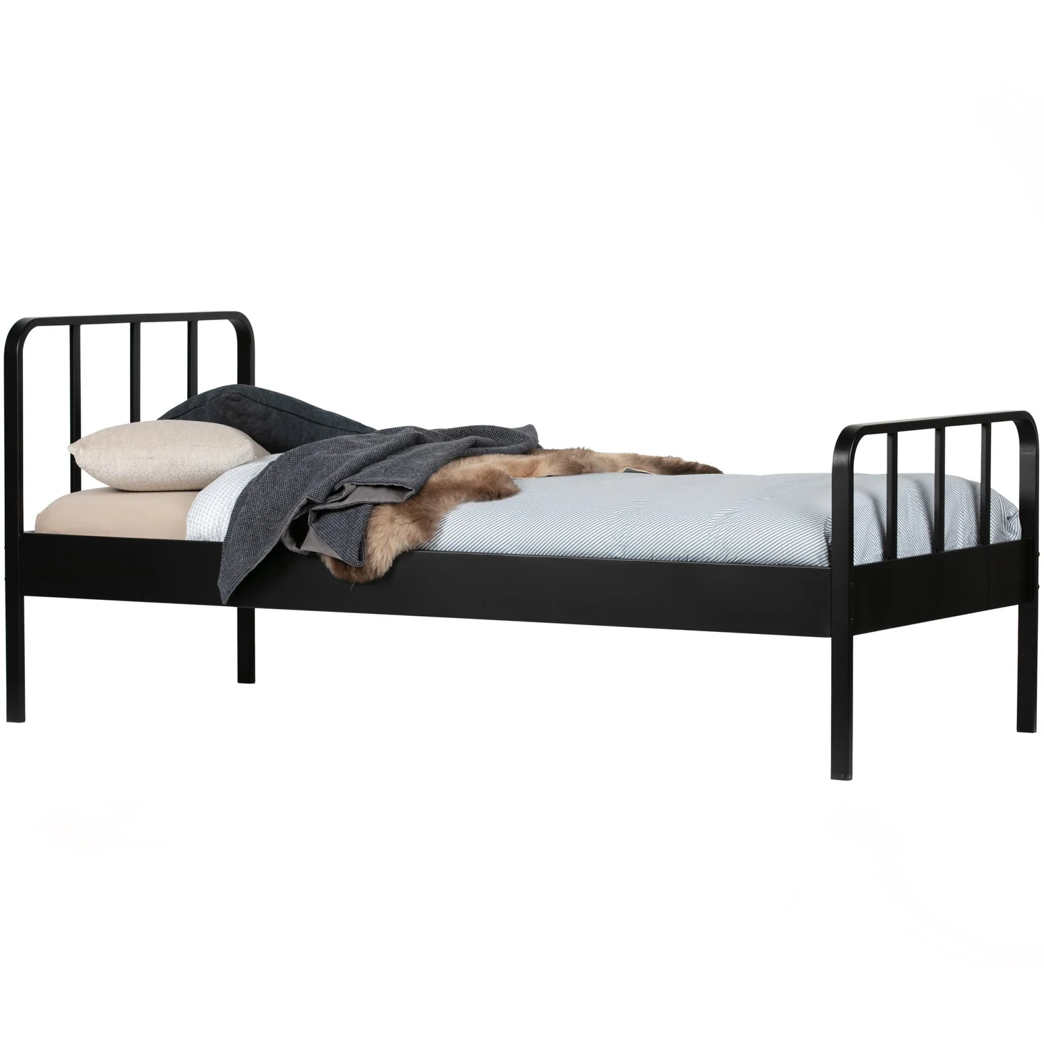 WOOOD - Mees Seng Metal Sort 90x200 cm 90x208x95 cm, Senge hos HomeNordic