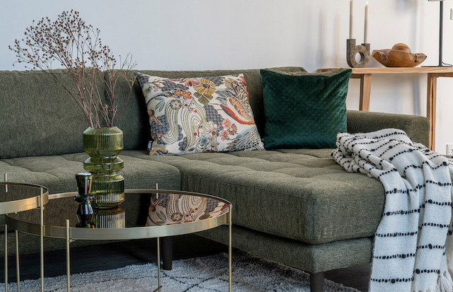 Riviera lounge sofa olivengrøn, højrevendt Længde på 290 cm, produktbillede 6 af 8, Sofaer hos HomeNordic