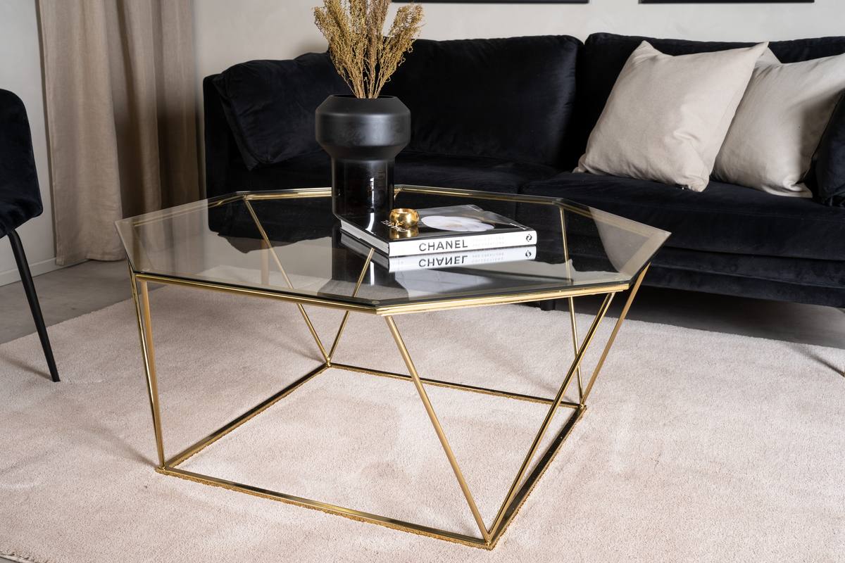 Octogon - Sofabord i guldfarvet metal og glas, produktbillede 4 af 5, Moderne designs hos HomeNordic