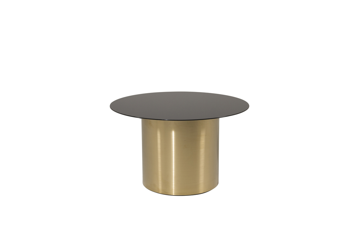 Kreta - Sofabord i guldfarvet cylinderformet metal og glas, produktbillede 2 af 7, Moderne designs hos HomeNordic