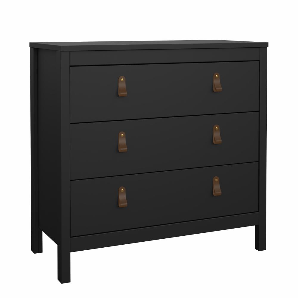 Lund kommode 3 skuffer 80 cm bred fås i flere farver Mat sort, Kommoder hos HomeNordic