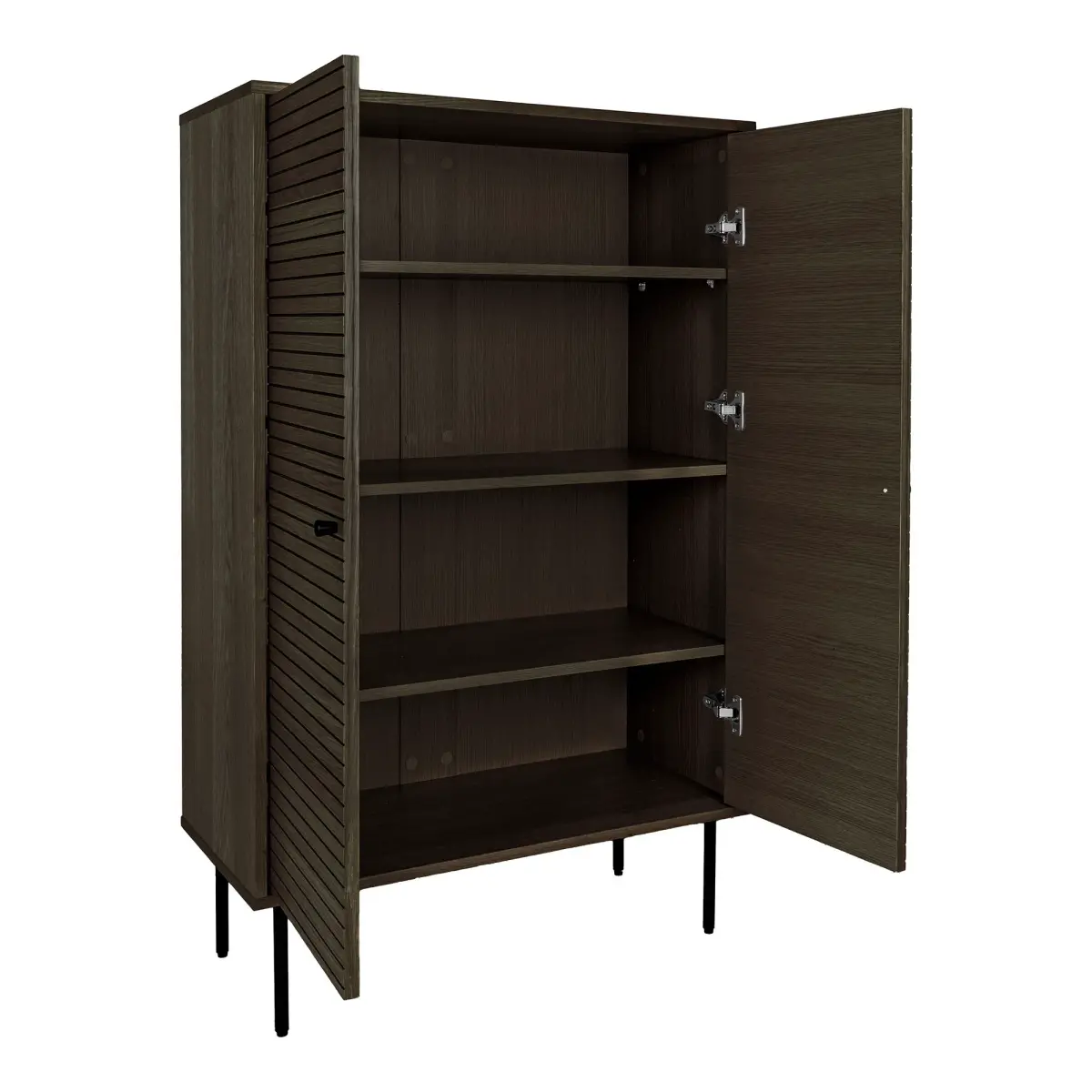 Kyoto Vitrineskab - Vitrineskab, 2 Låger, Egefiner, Smoked, Sorte Metalben 80X40X130 Cm – billede 7
