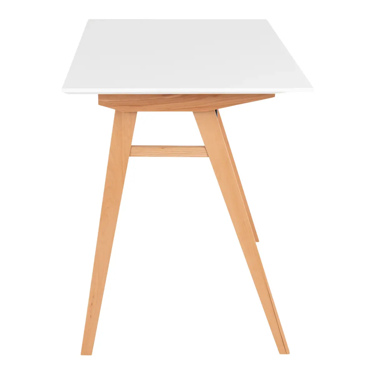 Vojens - Skrivebord i hvid og natur, 120x60x75,5cm, produktbillede 3 af 5, Skriveborde hos HomeNordic