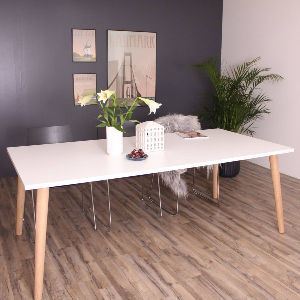 Spisebord, Sandefjord, hvid laminat, Spiseborde hos HomeNordic