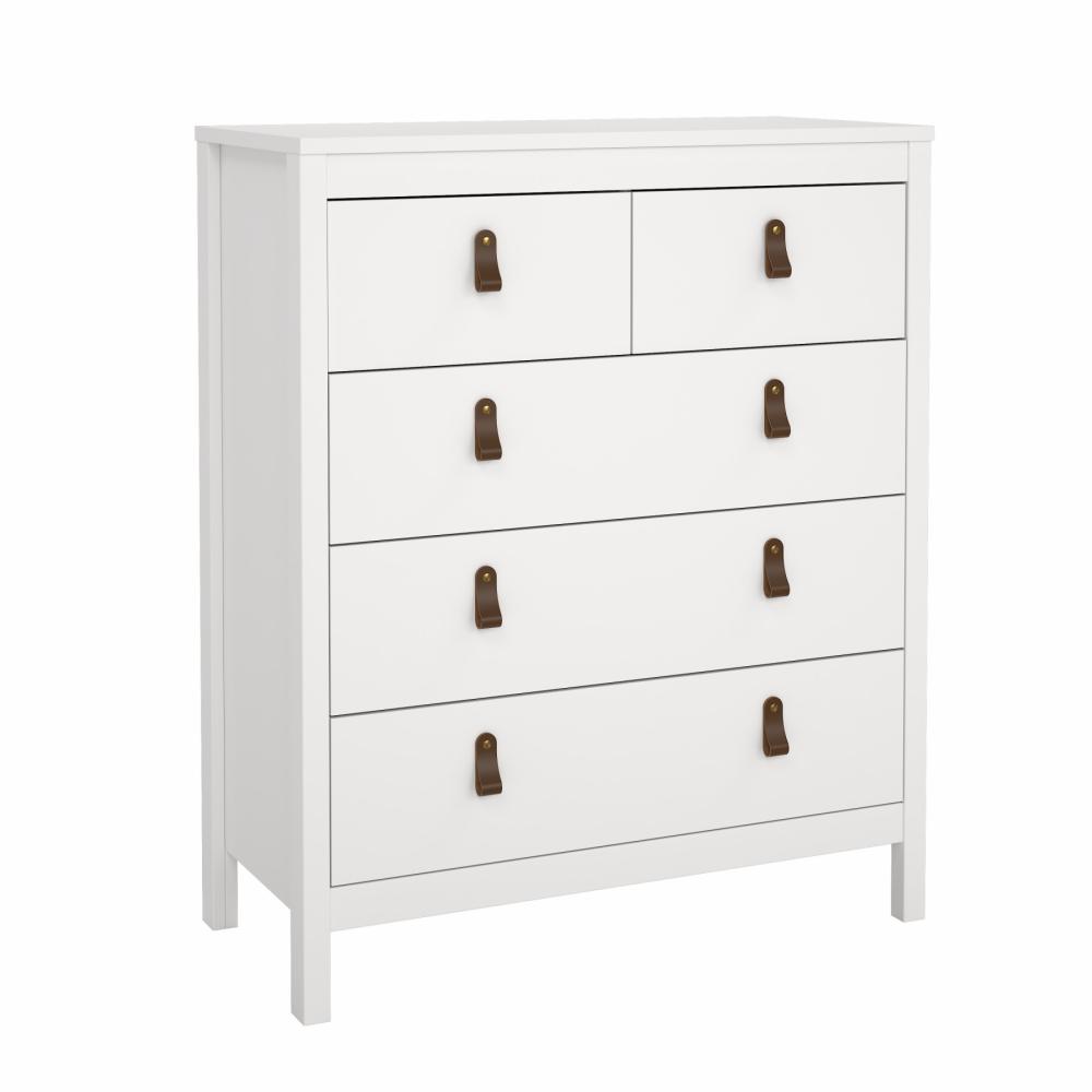 Lund kommode 5 skuffer 80 cm bred fås i flere farver Hvid, Kommoder hos HomeNordic