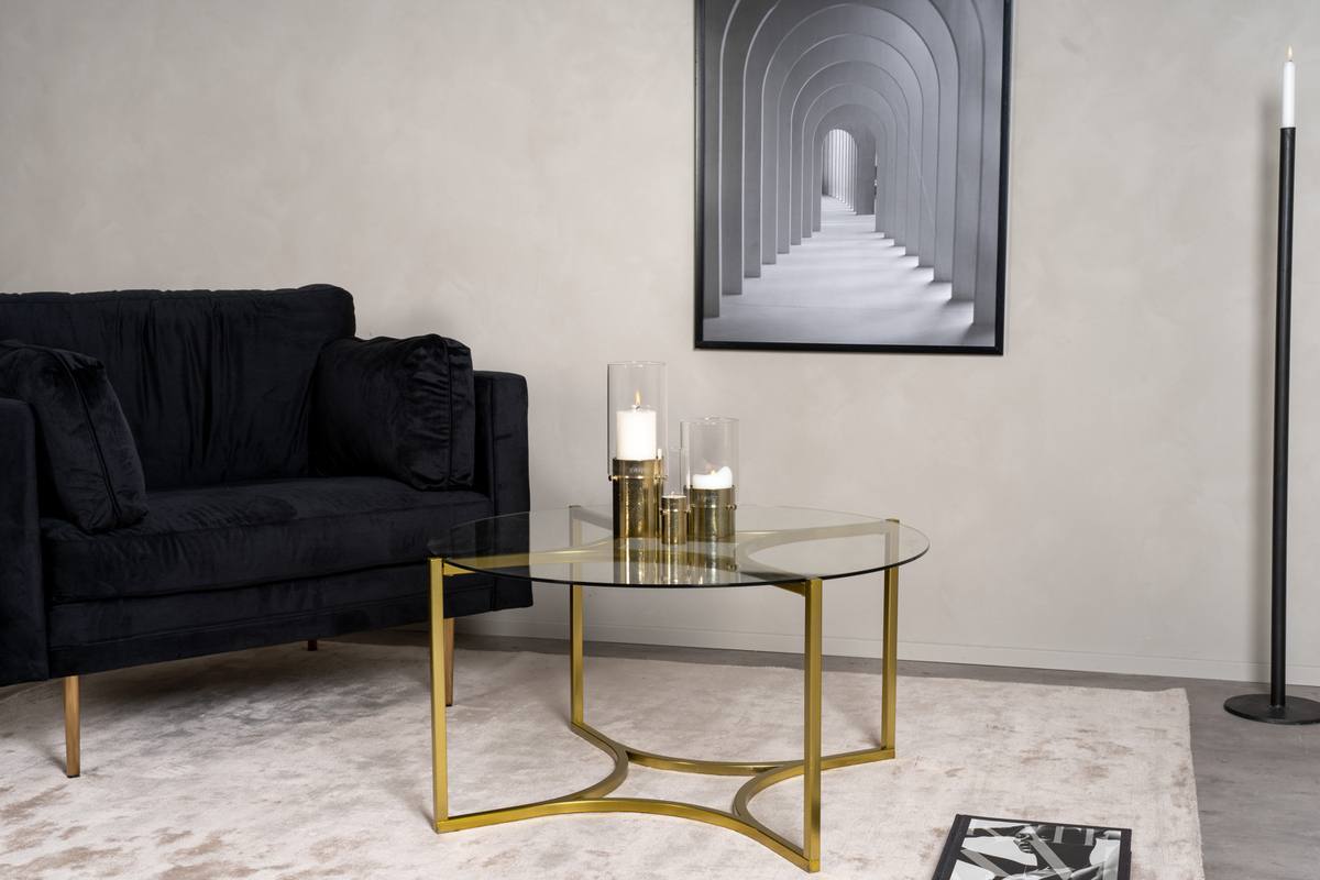 Kyros - Sofabord i guldfarvet metal og glas, produktbillede 3 af 7, Moderne designs hos HomeNordic