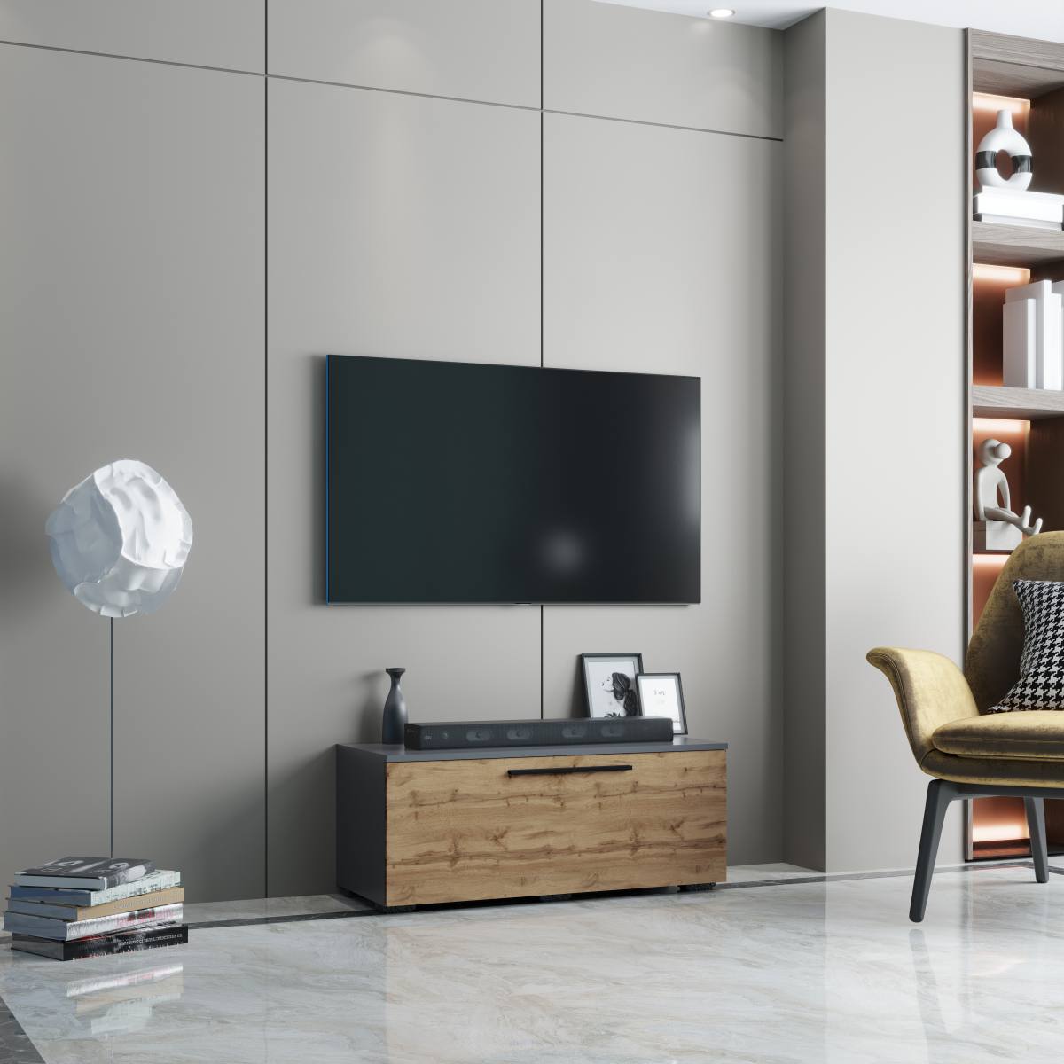 VCM NORDIC Arila S TV-bord, m. 1 låge og 2 rum, produktbillede 5 af 5, TV-borde hos HomeNordic