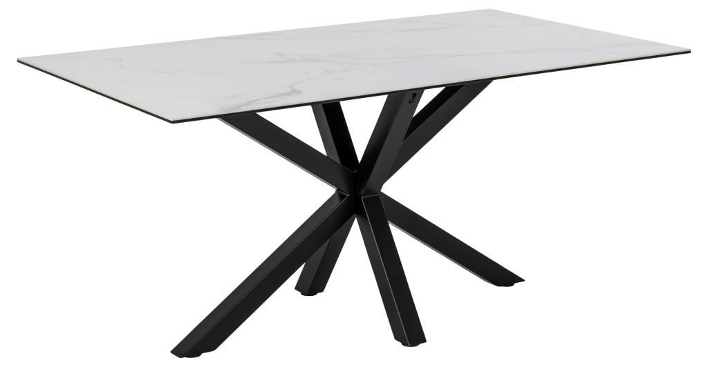 Sorgenfri spisebord 160 x 90 cm med hvid keramisk bordplade og sort, Spiseborde hos HomeNordic