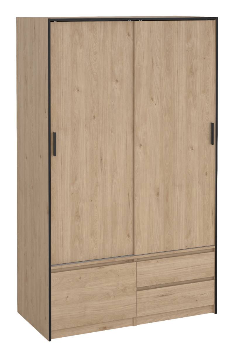 Inline garderobeskab 121 cm bredt, 2 skuffer og et skab i egelook., Garderobeskabe hos HomeNordic