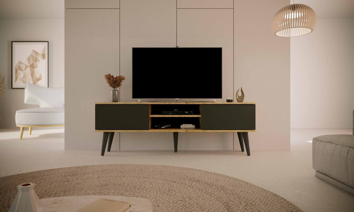 KOCOT RTV Toronto TV-bord, m. 2 låger og 1 hylde, produktbillede 4 af 6, TV-borde hos HomeNordic