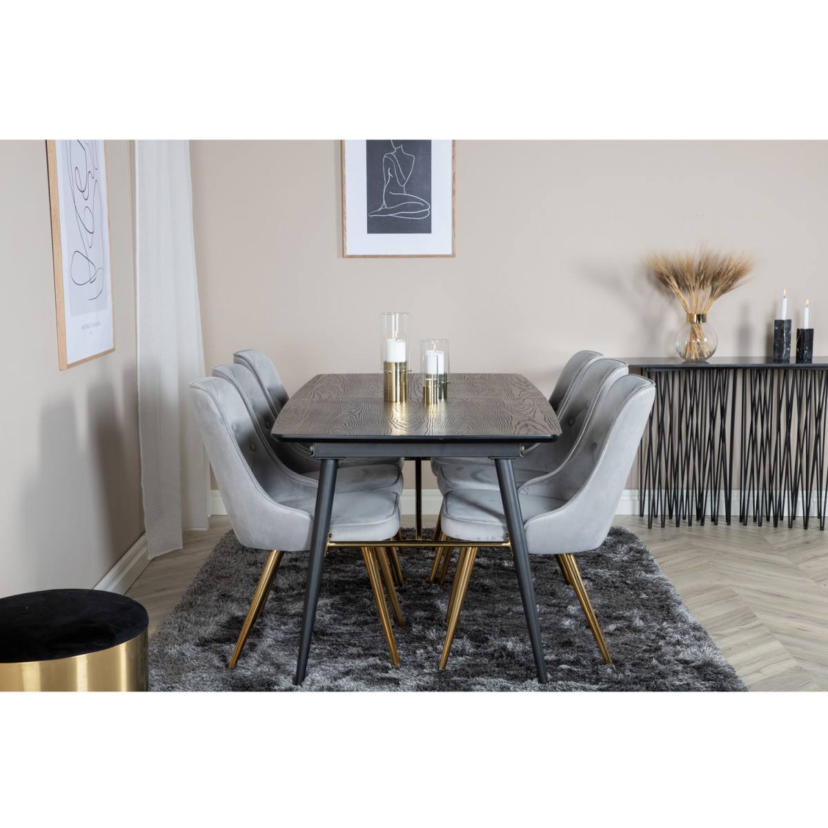 VENTURE DESIGN Gold spisebord, m. udtræk, produktbillede 8 af 10, Spiseborde hos HomeNordic
