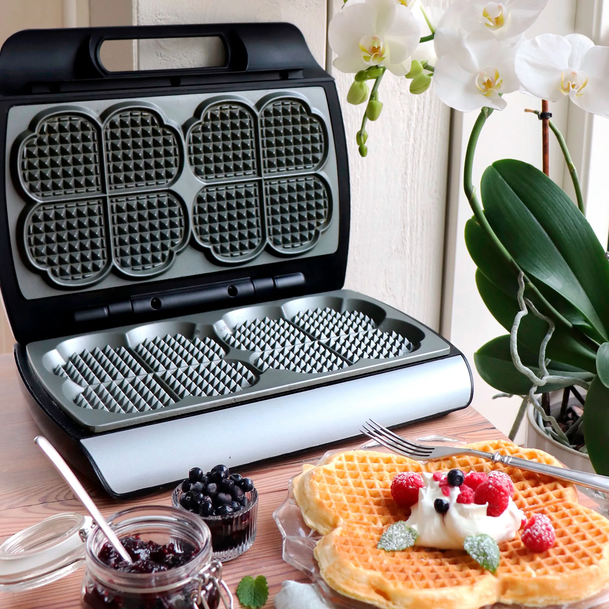 Elegance 910 dobbelt vaffeljern, keramisk, produktbillede 3 af 4 hos HomeNordic