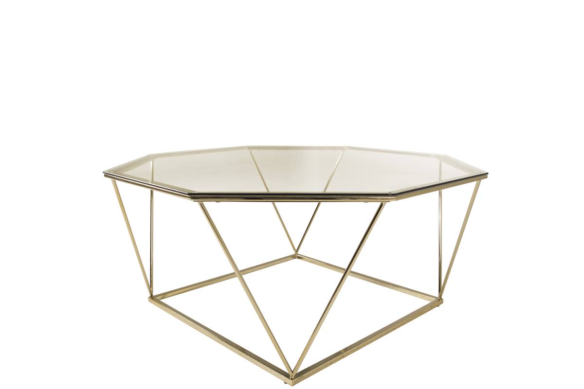 Octogon - Sofabord i guldfarvet metal og glas, produktbillede 2 af 5, Moderne designs hos HomeNordic