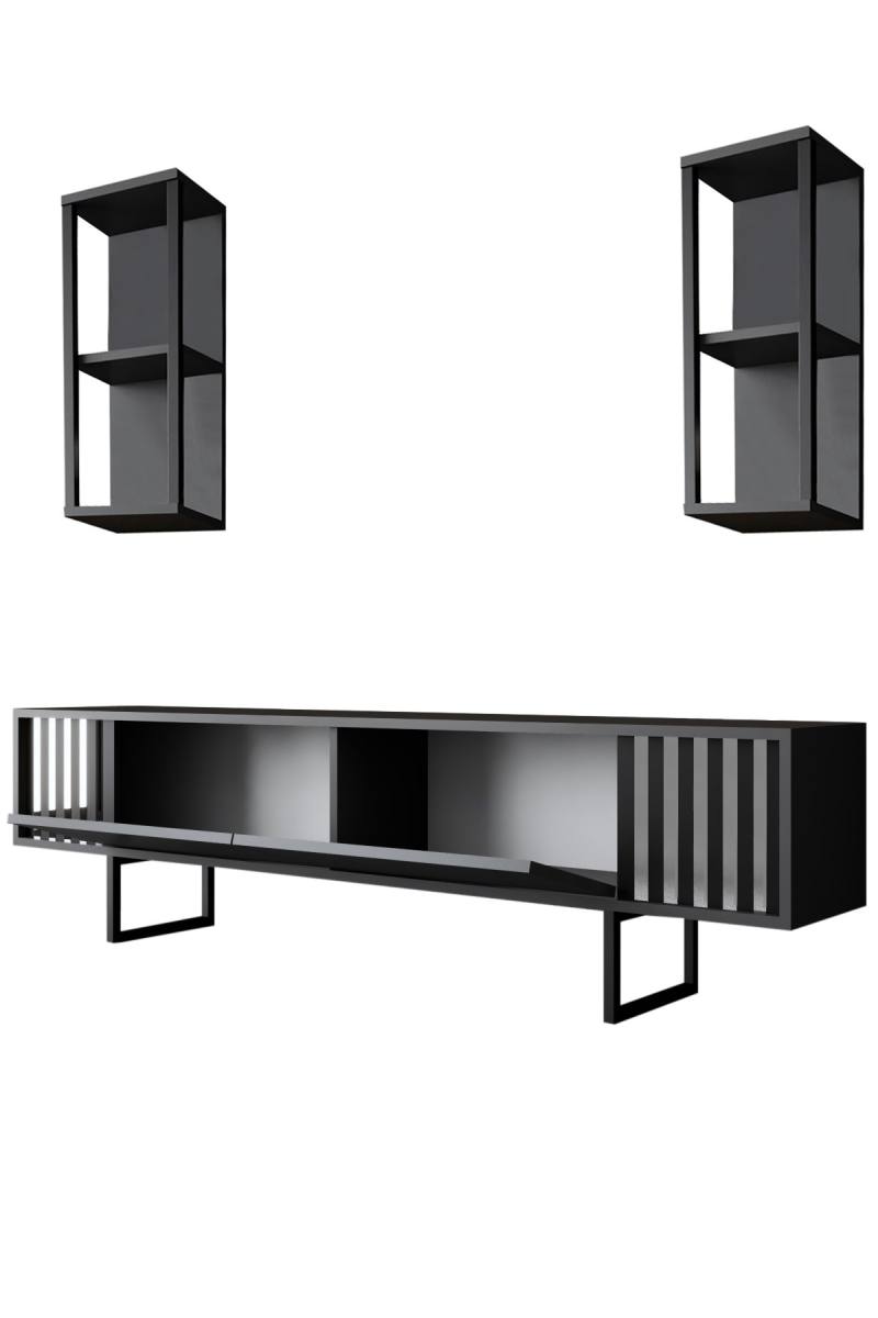 NORDVÄRK Chrome Line TV-bord og 2 væghylder, produktbillede 4 af 8, TV-borde hos HomeNordic