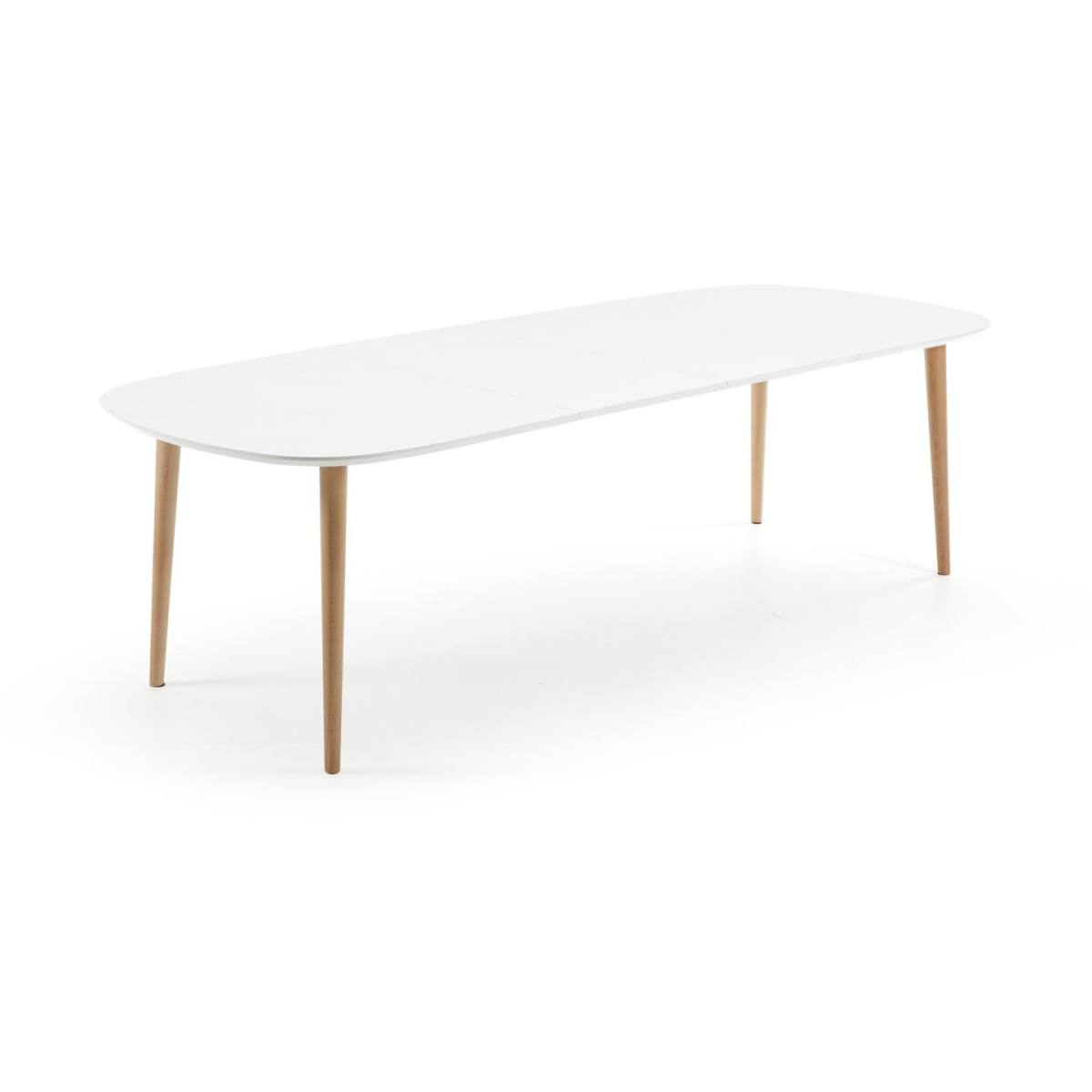 KAVE HOME Oqui spisebord m. tillægsplader, ovalt, hvid MDF 160 (260) x, produktbillede 4 af 8, Spiseborde hos HomeNordic
